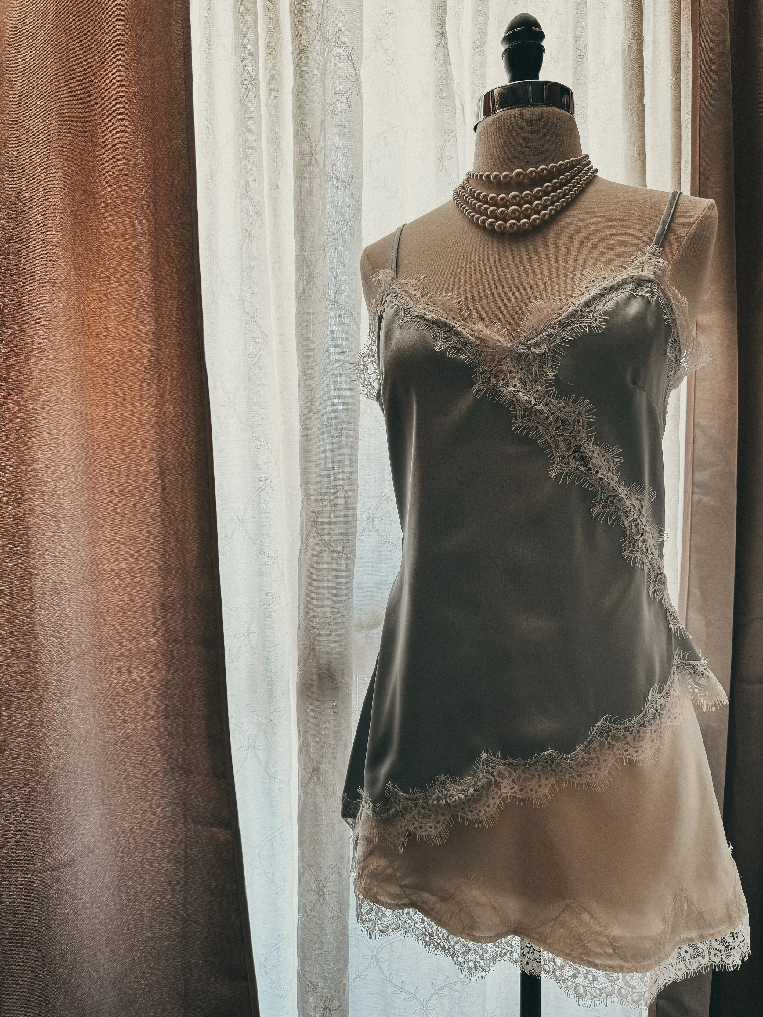 Oren Asymmetrical Satin Cami - Dusty Blue
