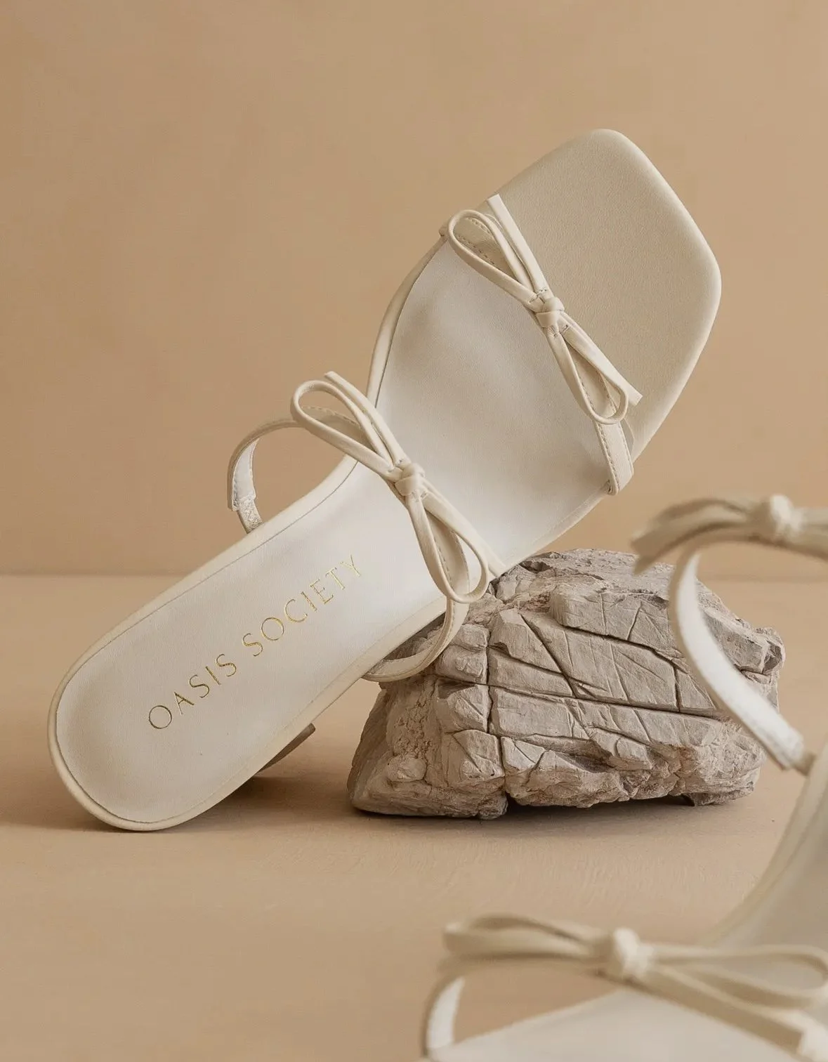 The Wendy | Beige Double Strap Bow Heels