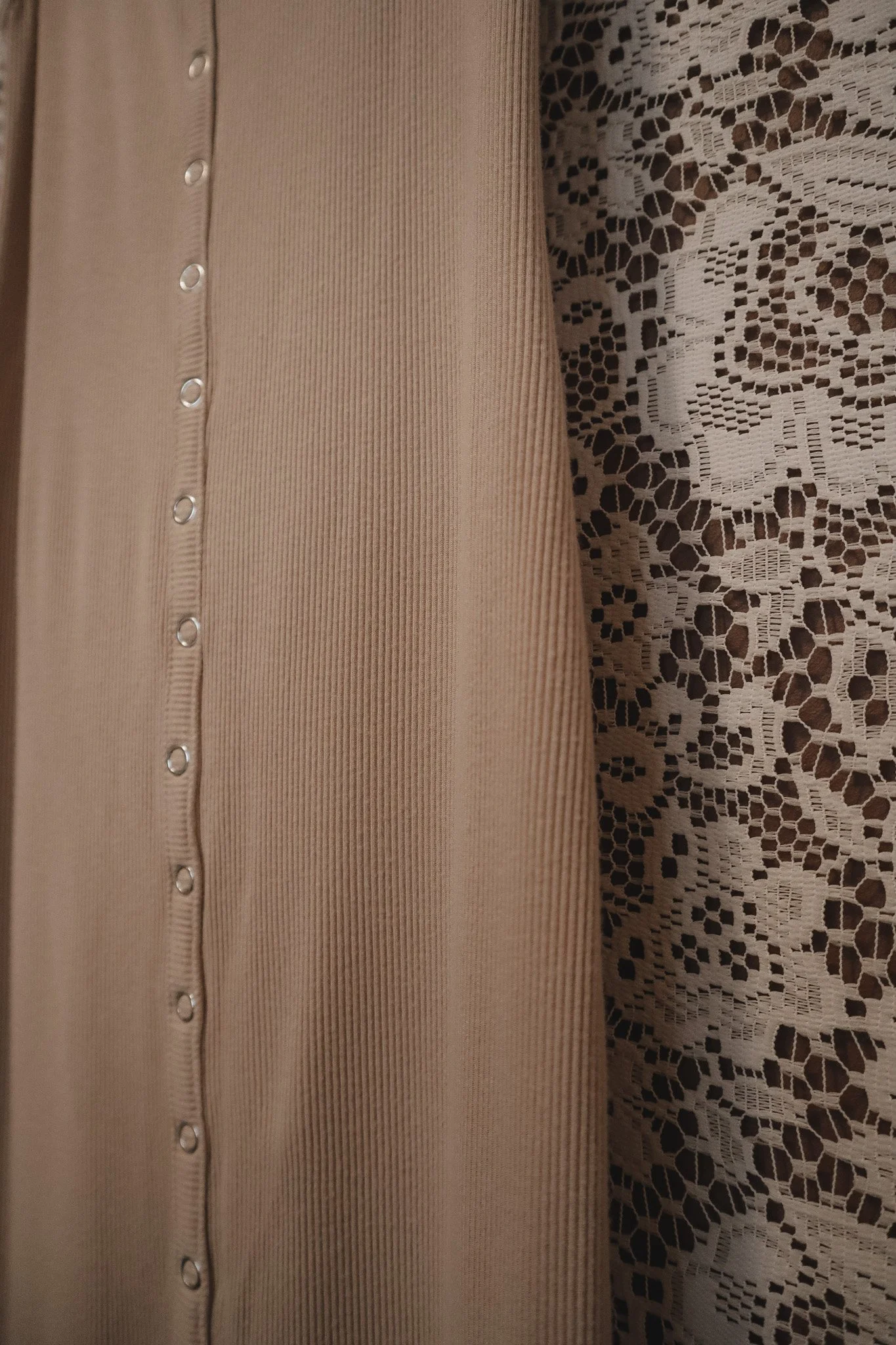 Forever 21 Beige Ribbed Bodycon Dress - Button Front - Size XS