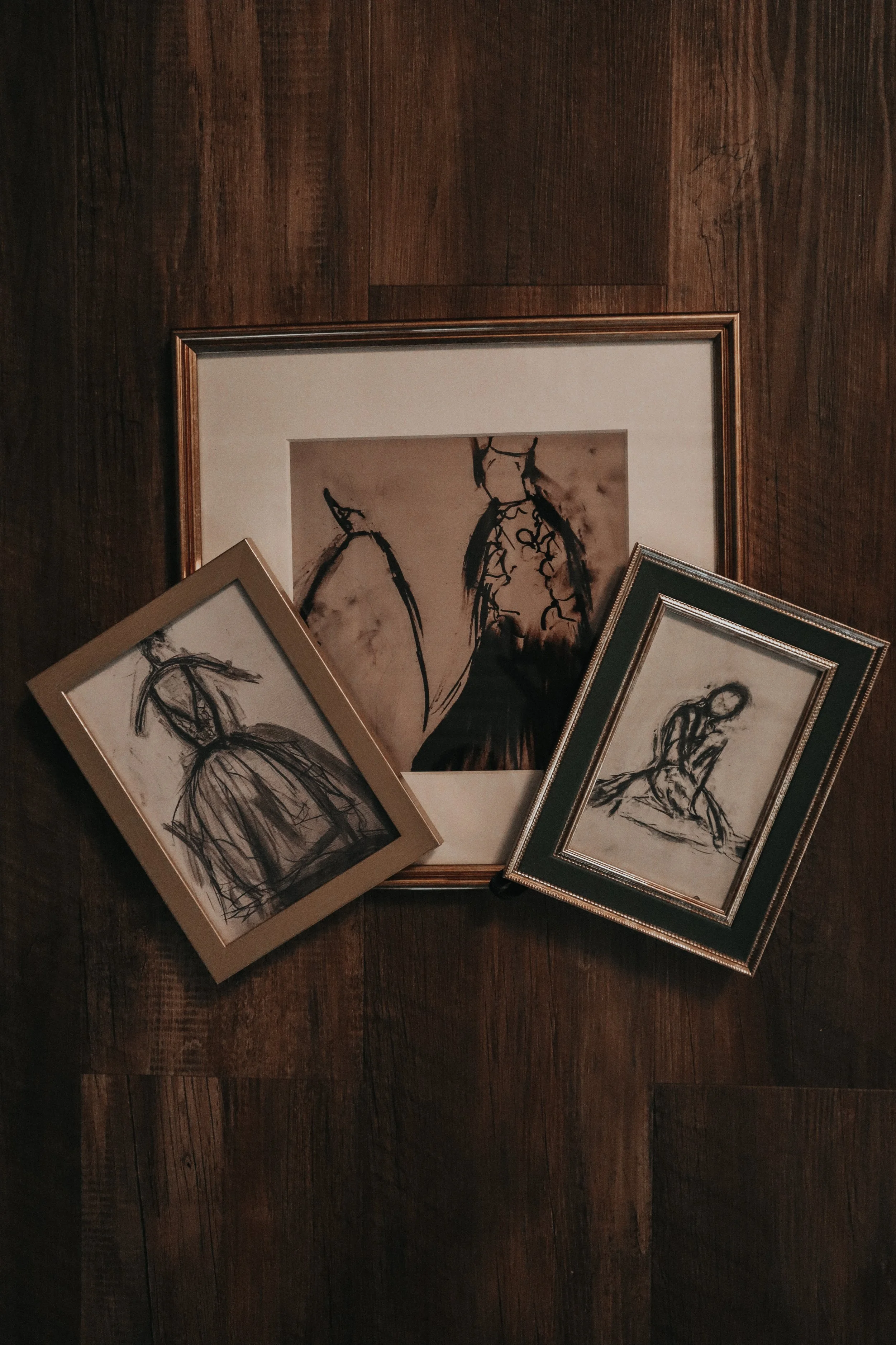 Original charcoal bridal illustrations by Samantha Almeida — framed art prints available at the Art & Lace Art Shop.