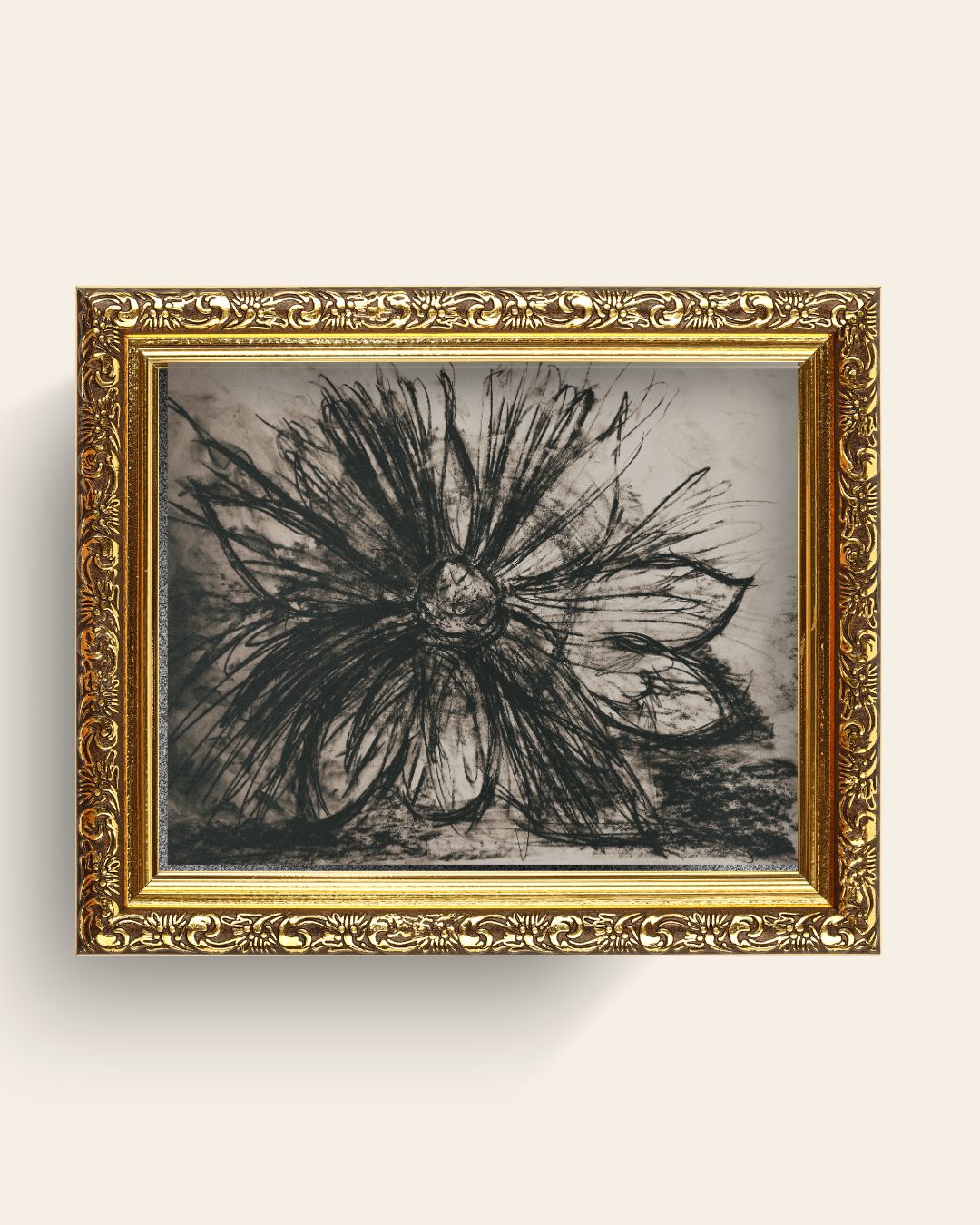 Wilted Radiance art print in gold frame display | Art & Lace Studio
