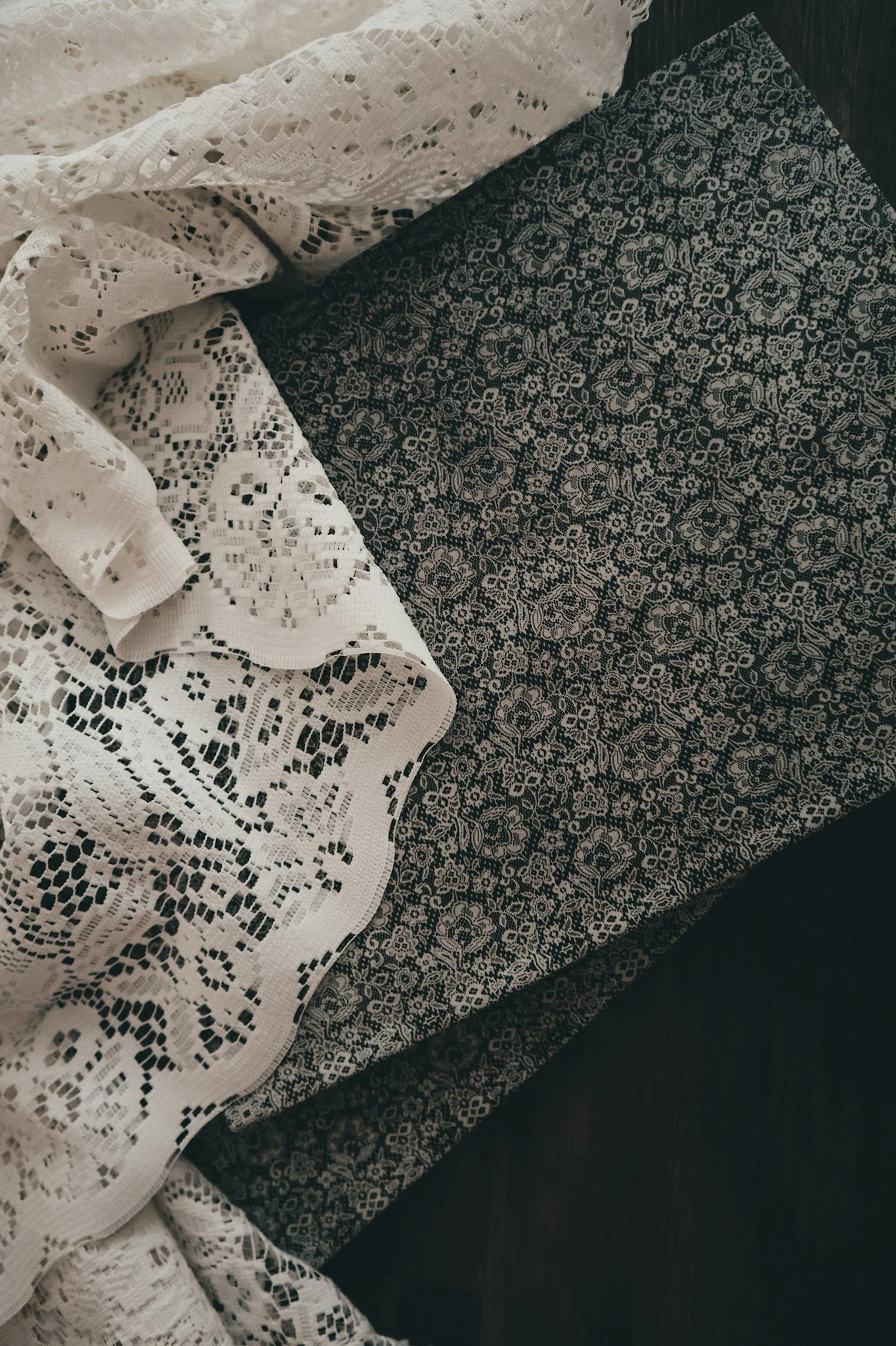 The Lace Journal styled with vintage lace — a curated bridal planning workbook exploring silhouette, lace, and aesthetic direction.