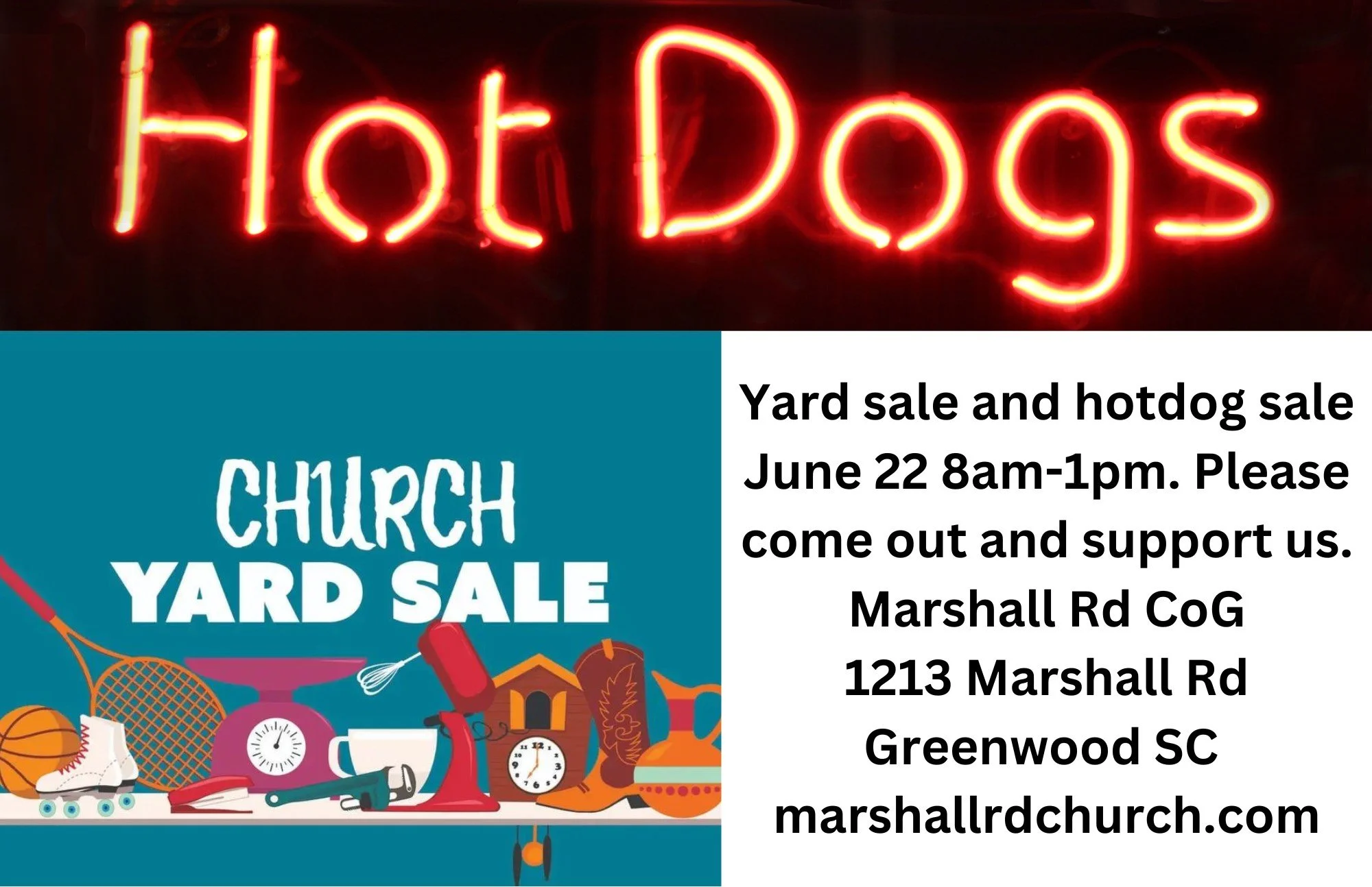 Yard sale and Hotdog sale