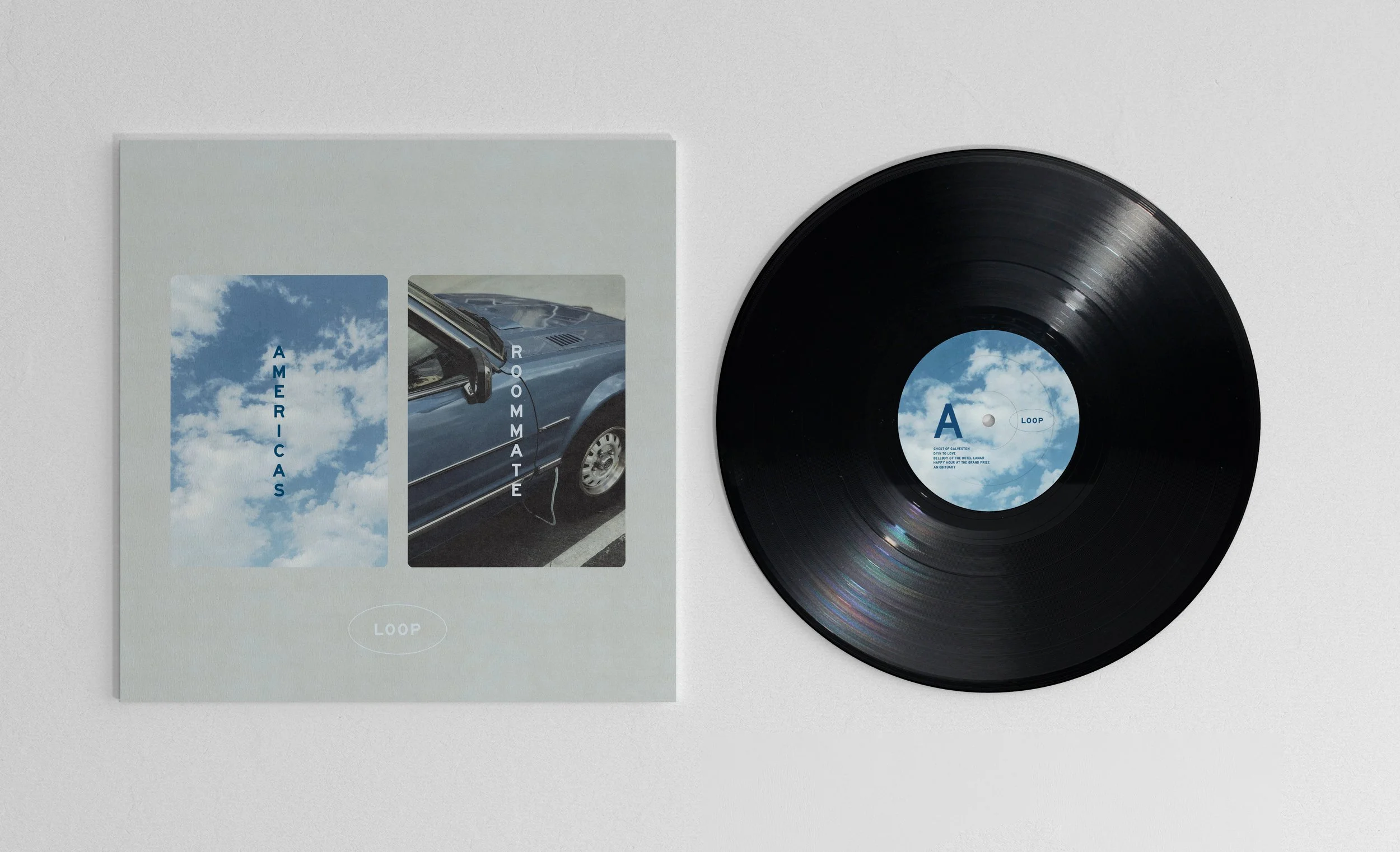 Americas Roommate Loop album and record lay flat, front