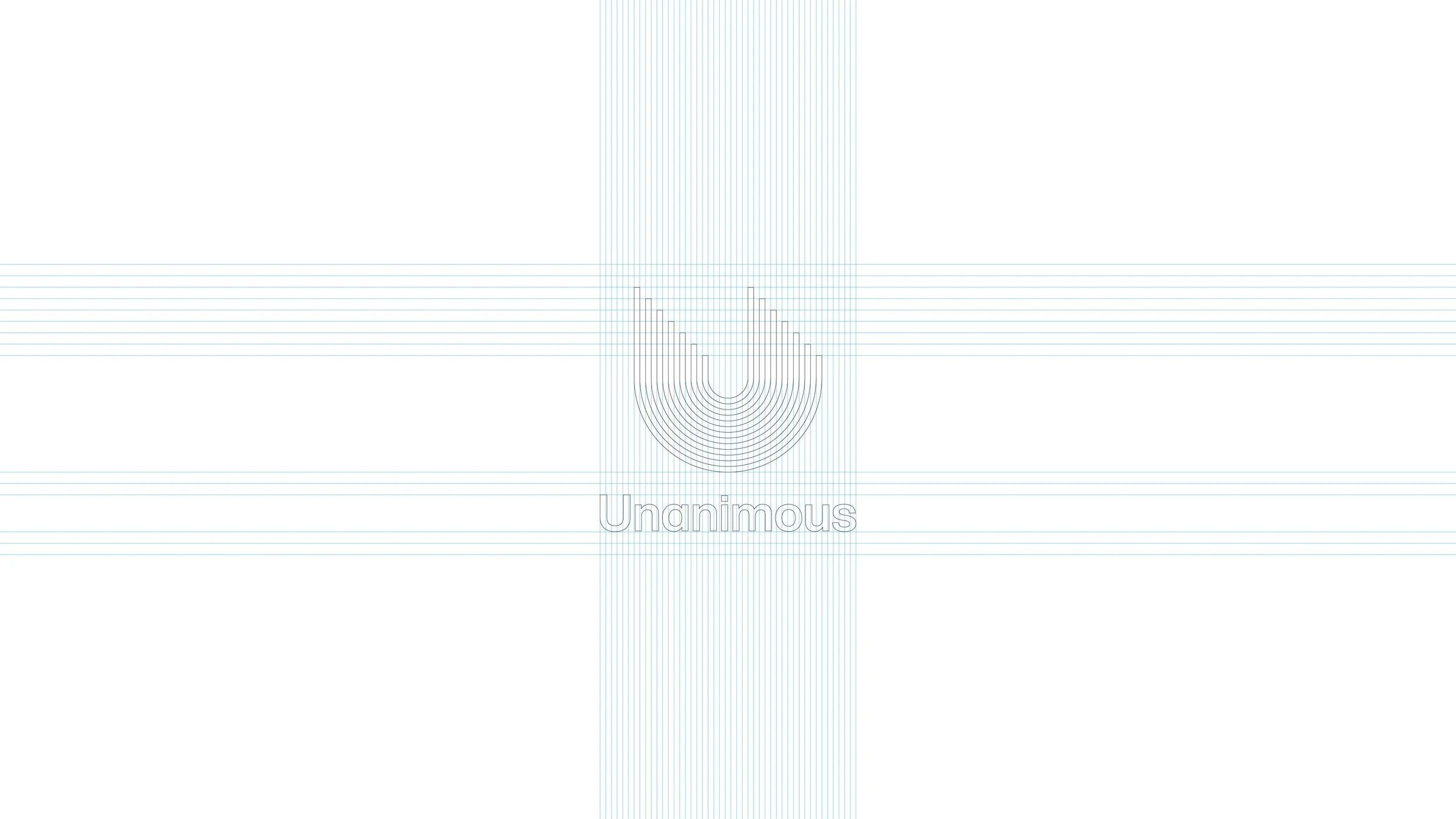 Unanimous Media logo development grid