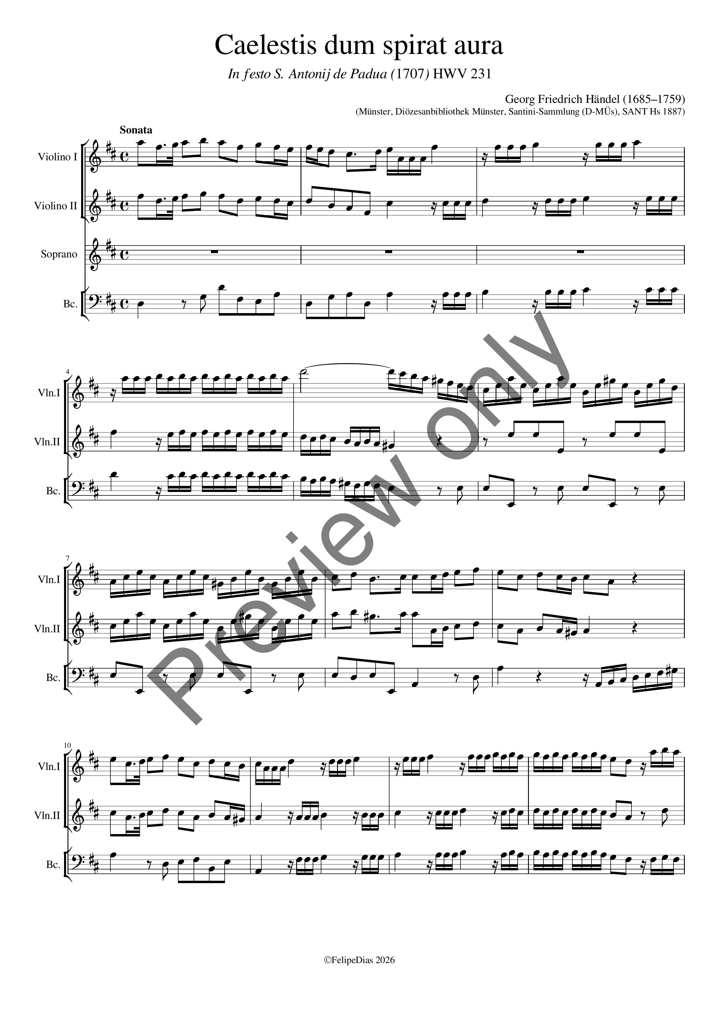 Georg Friedrich Händel: Caelestis dum spirat aura (HWV 231)