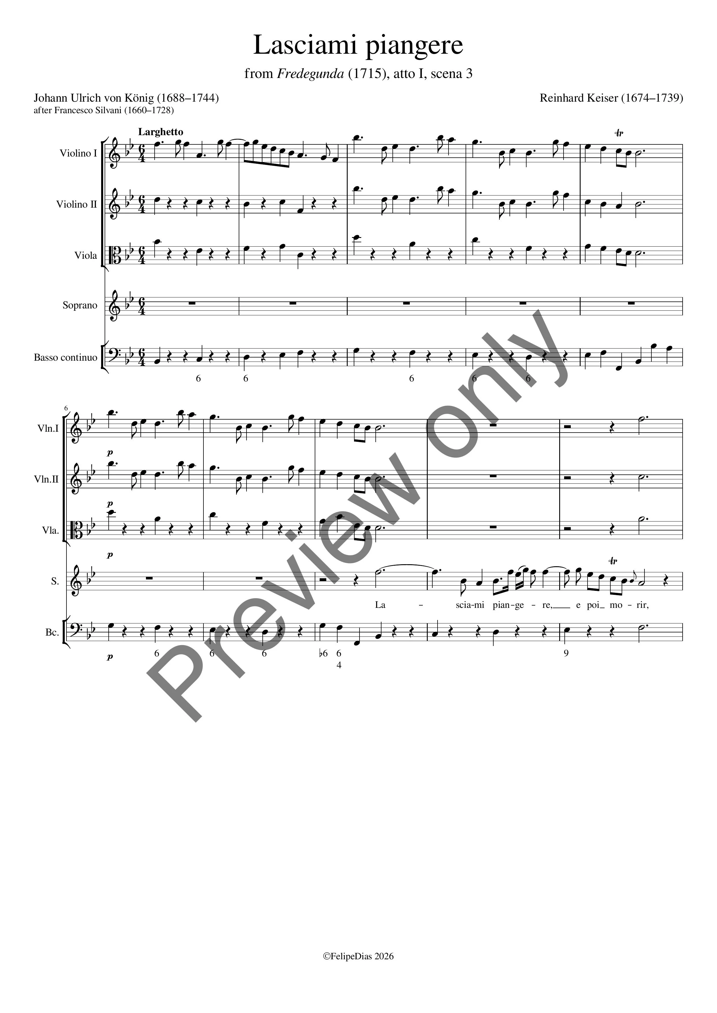 Reinhard Keiser: Lasciami piangere (from Fredegunda)
