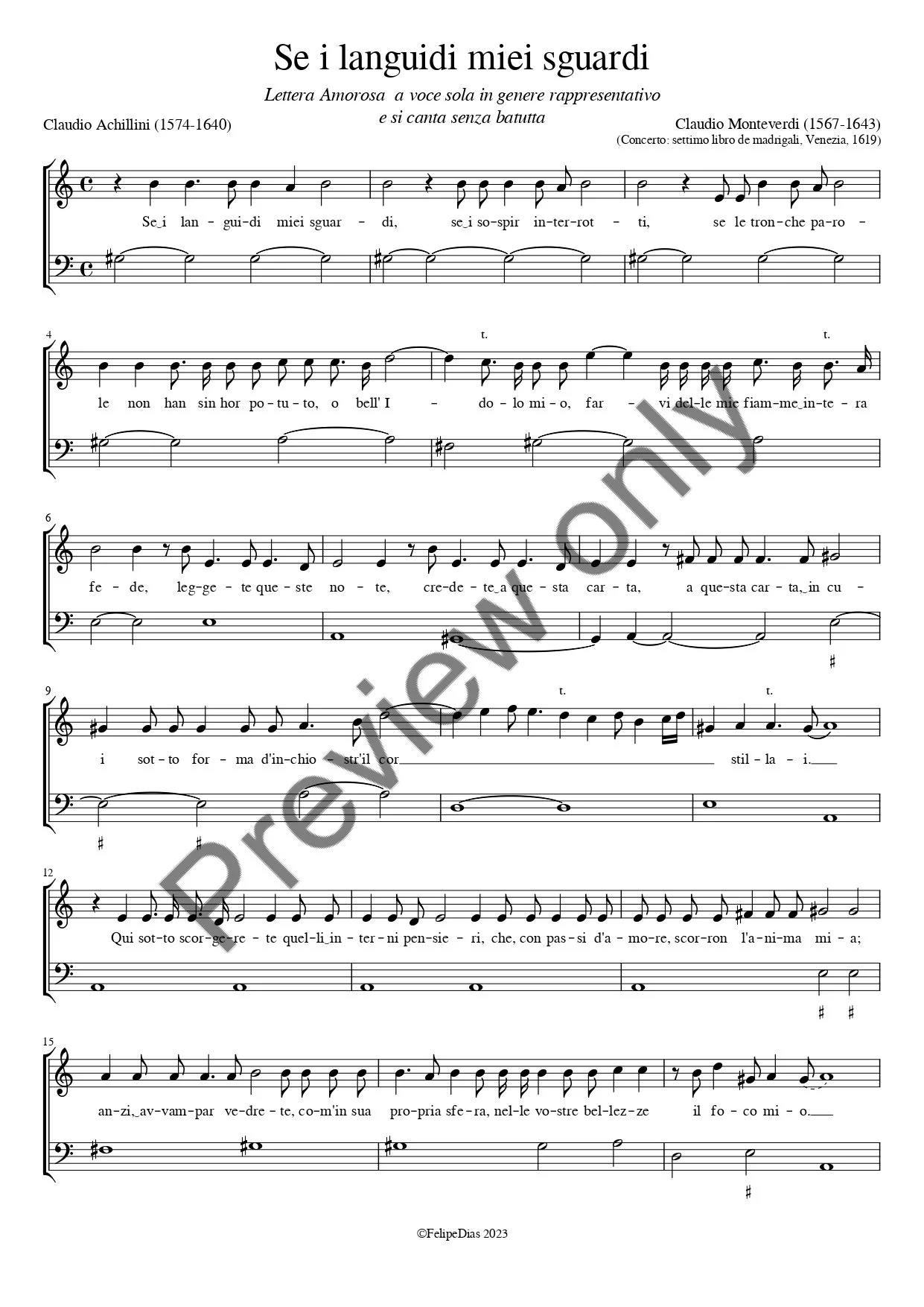 Claudio Monteverdi: Se i languidi miei sguardi (Lettera amorosa)