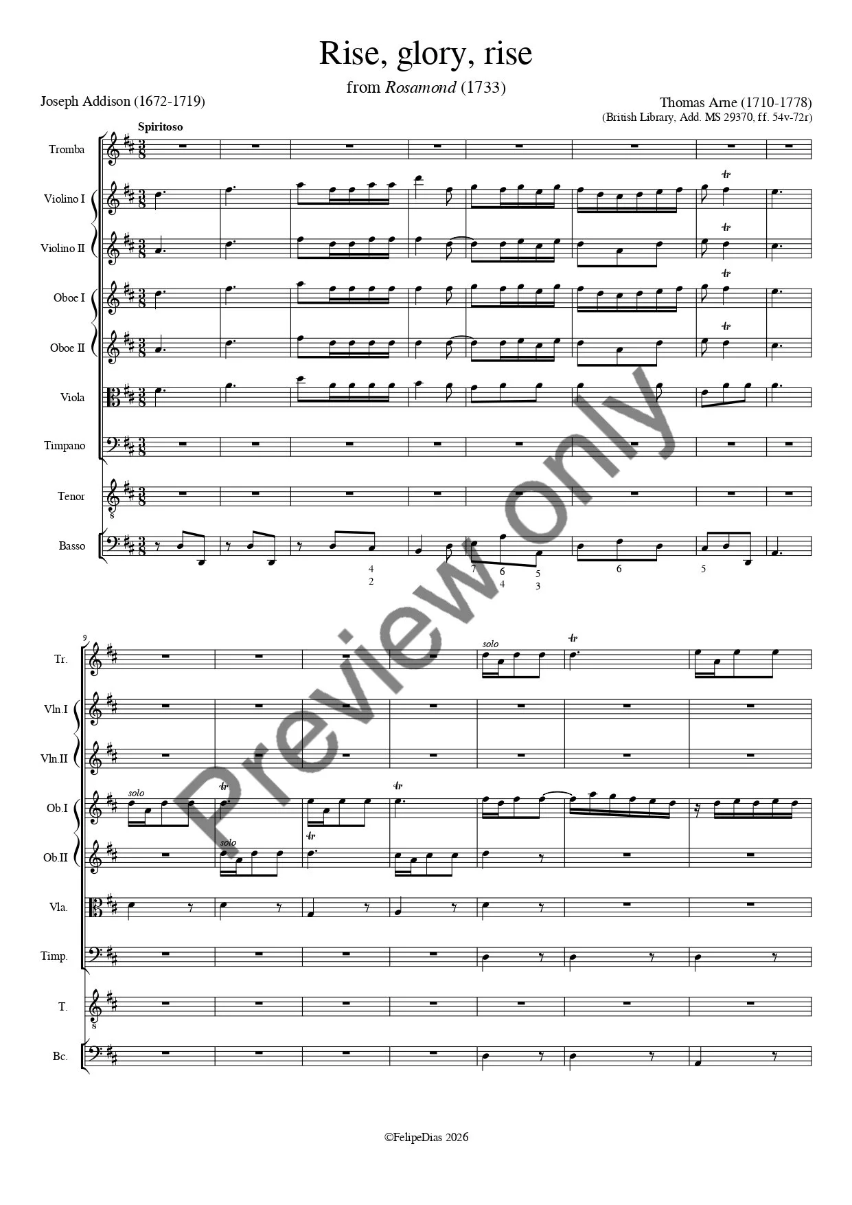 Thomas Arne: Rise, glory, rise (Rosamond)