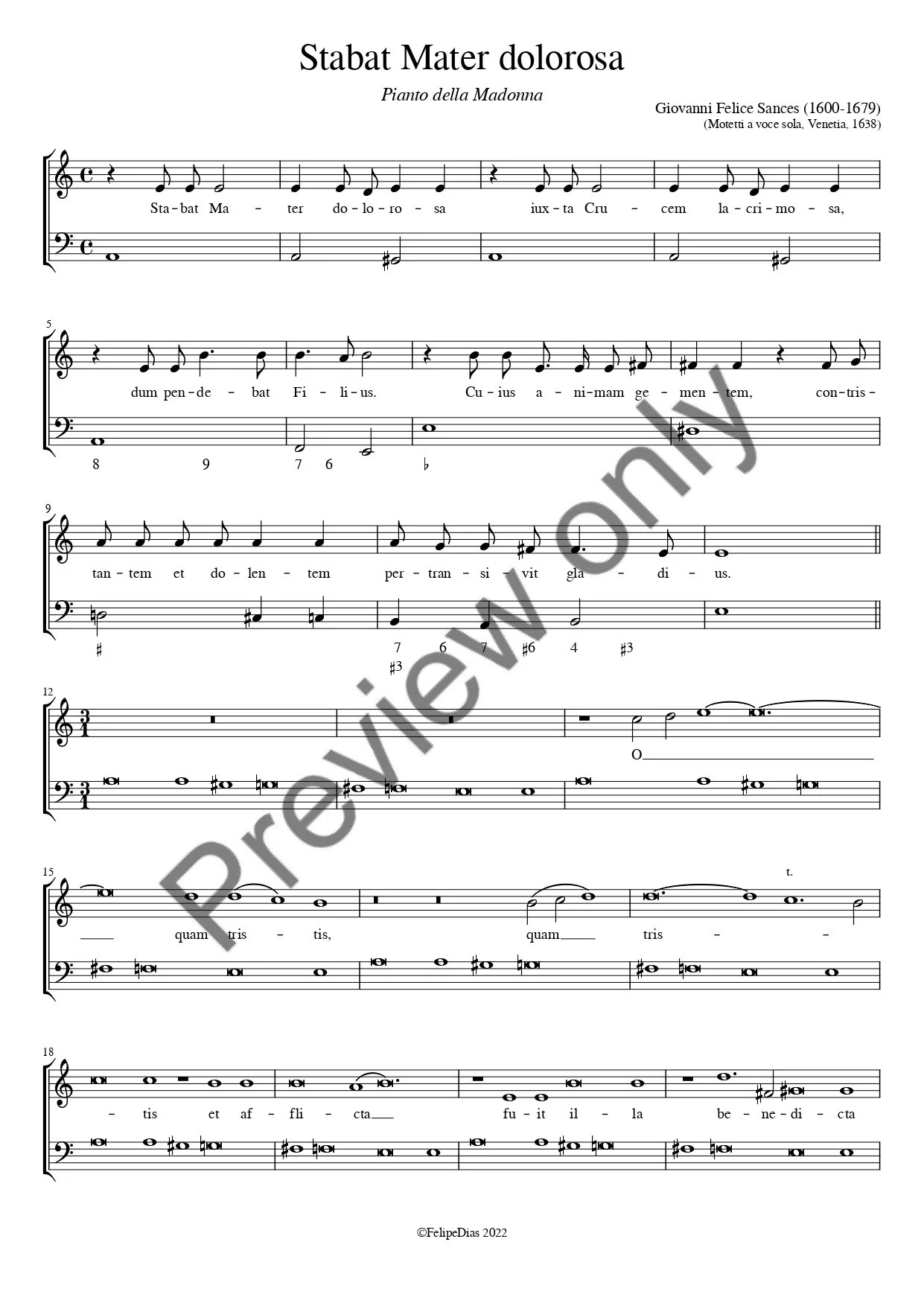 Giovanni Felice Sances: Pianto della Madonna (Stabat Mater dolorosa)