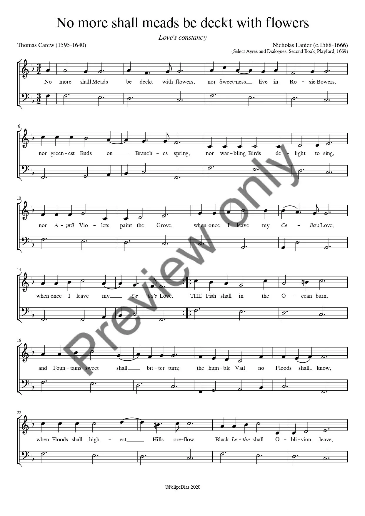 Nicholas Lanier: No more shall meads (Love's Constancy transposed to F major)