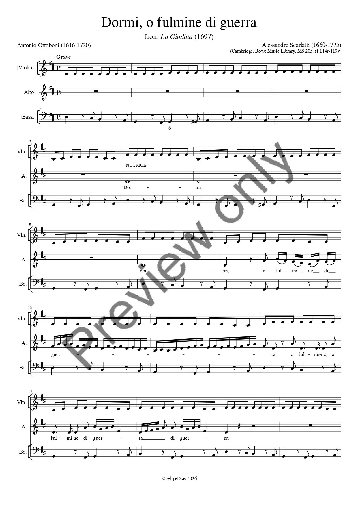 Alessandro Scarlatti: Dormi, o fulmine di guerra (La Giuditta, 1697)