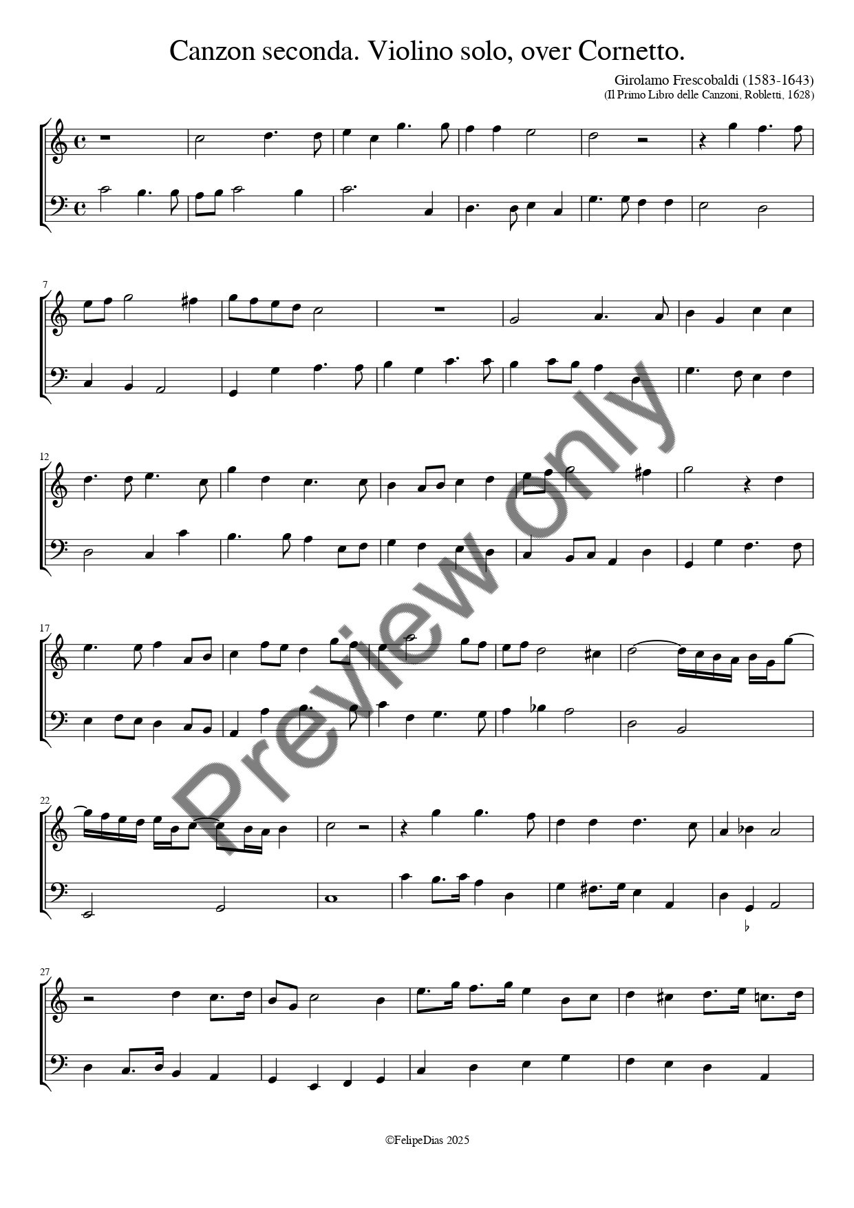 Girolamo Frescobaldi: Canzon Seconda a Canto Solo