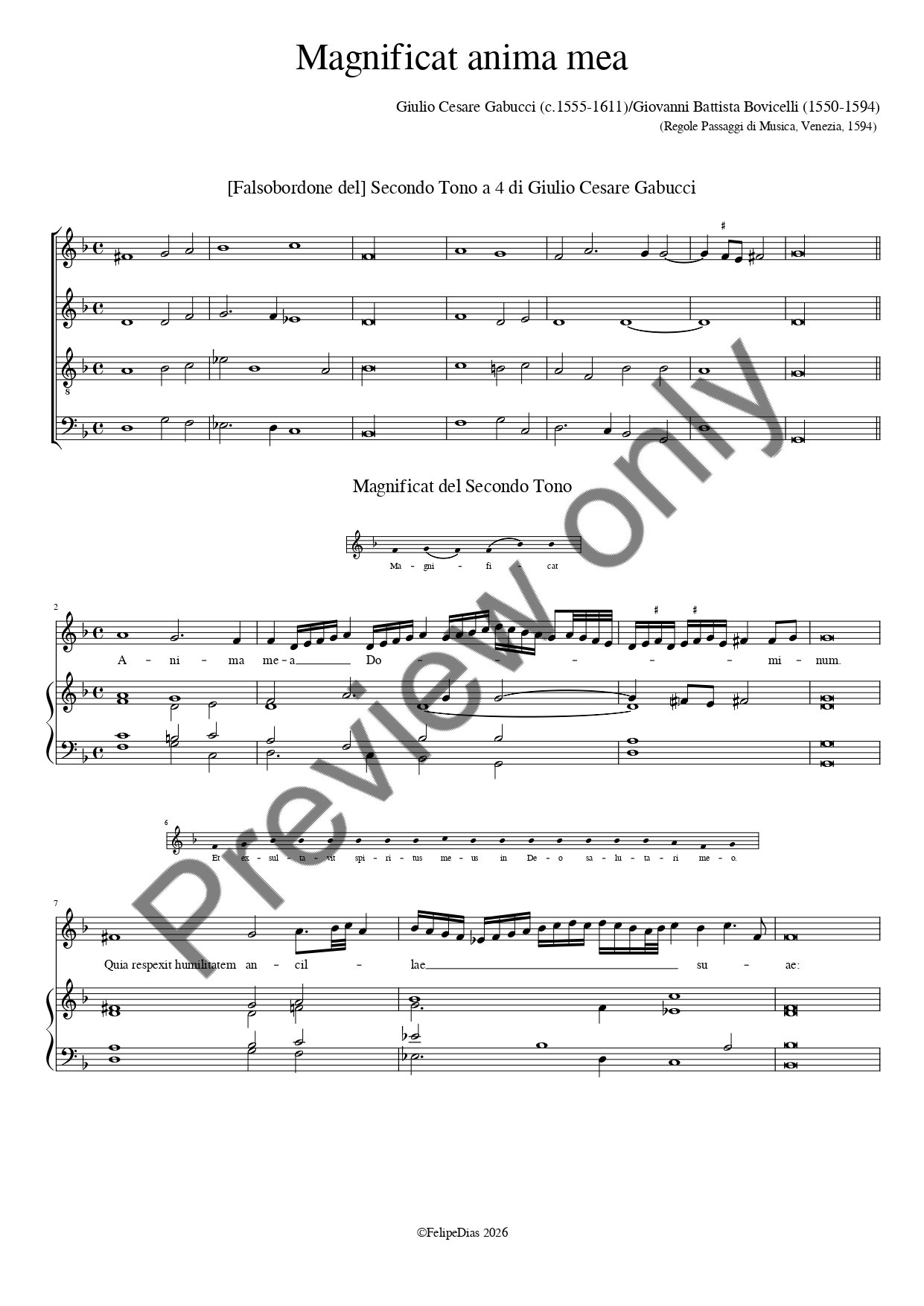 Giovanni Battista Bovicelli: Magnificat del Secondo Tono