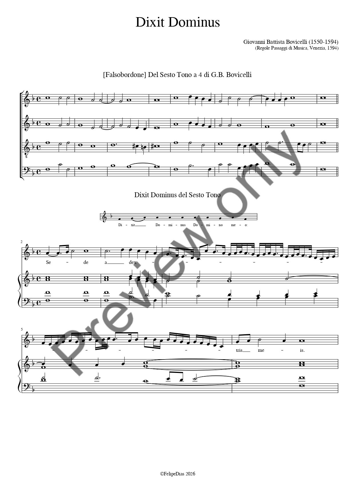 Giovanni Battista Bovicelli: Dixit Dominus del Sesto Tono (Sede ad dextris meis)