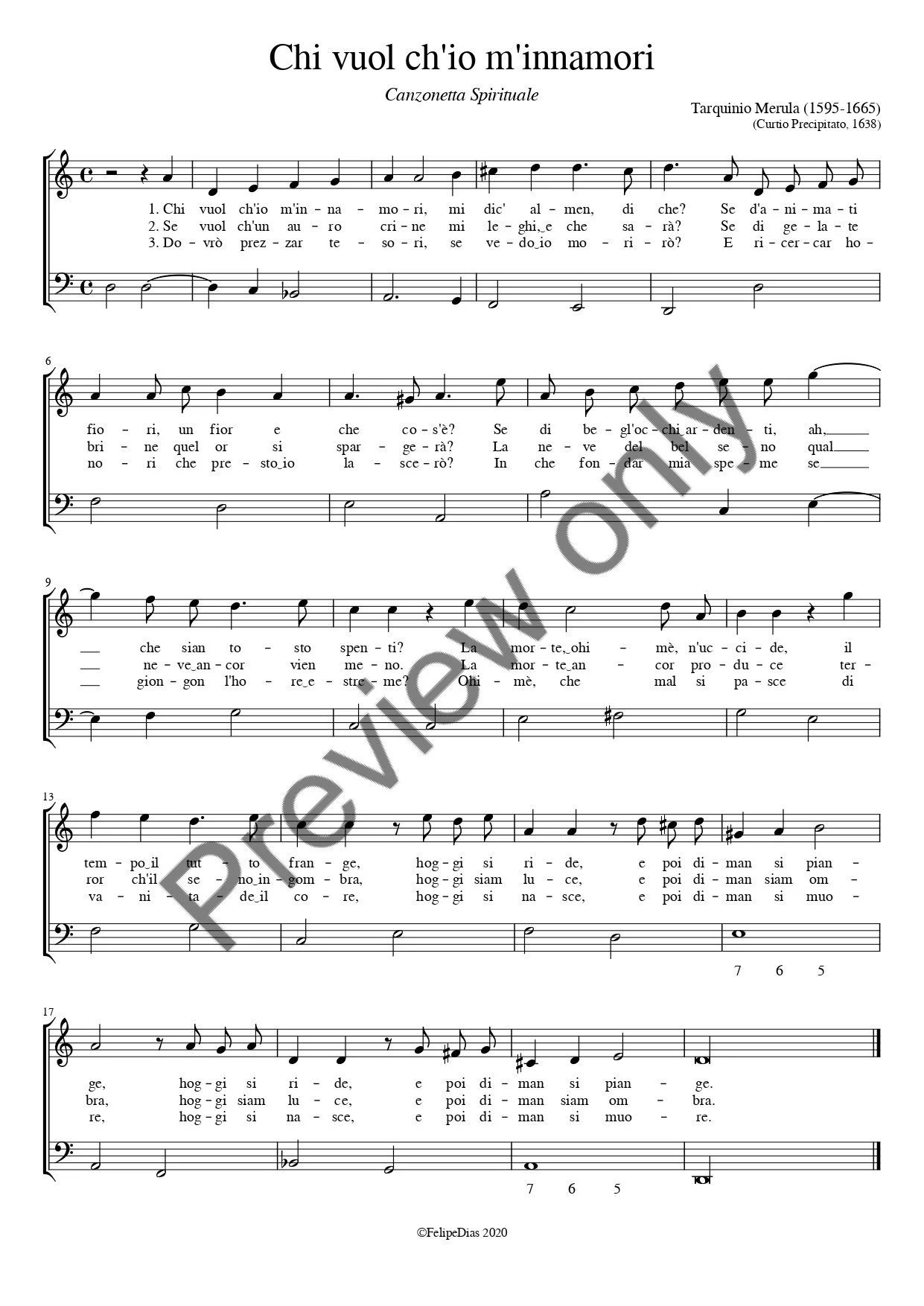 Tarquinio Merula: Chi vuol ch'io m'innamori