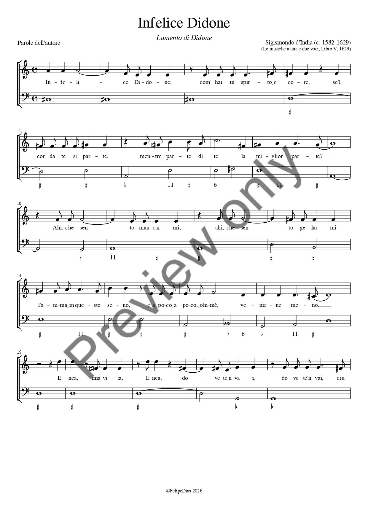 Sigismondo d'India: Infelice Didone (Lamento di Didone)
