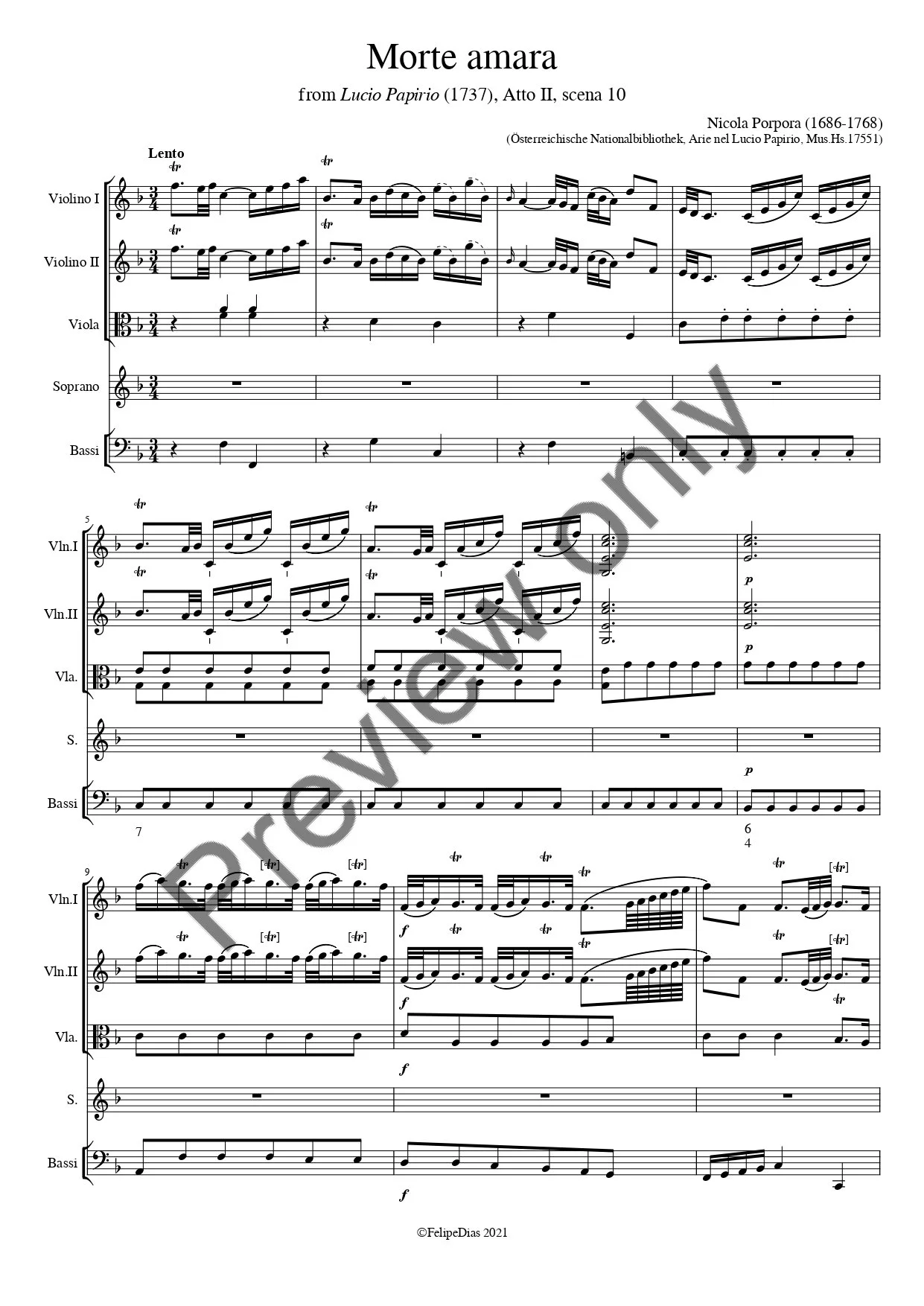 Nicola Porpora: Morte amara (Aria di Quinto Fabio from Lucio Papirio)