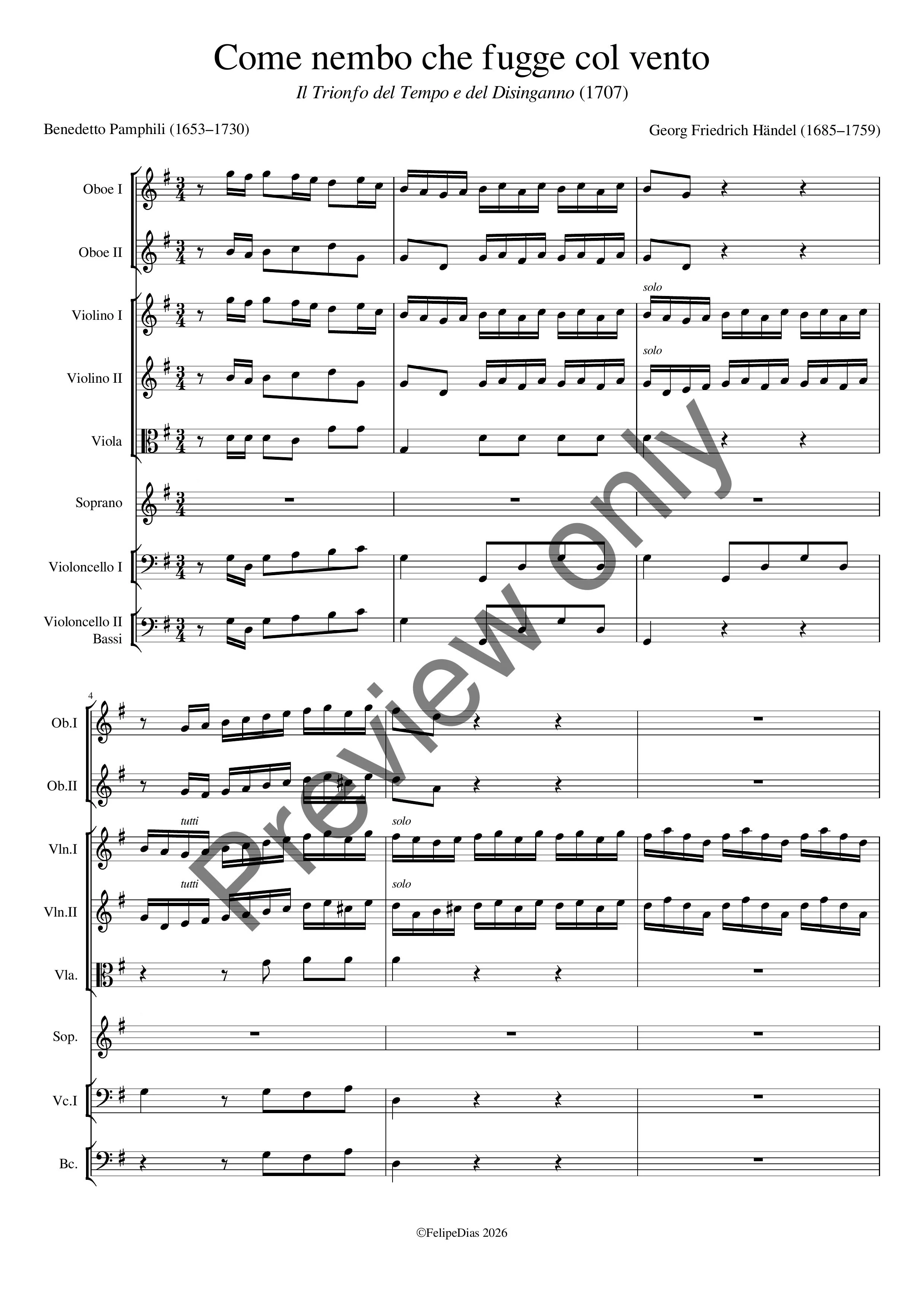 Georg Friedrich Händel: Come nembo che fugge col vento (Il Trionfo del Tempo e del Disinganno)