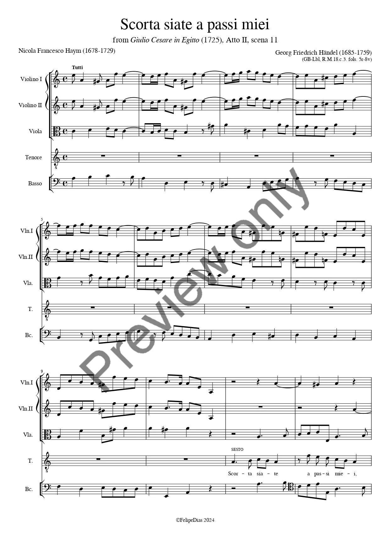 Georg Friedrich Händel: Scorta siate a passi miei (Giulio Cesare in Egitto, 1725 version)