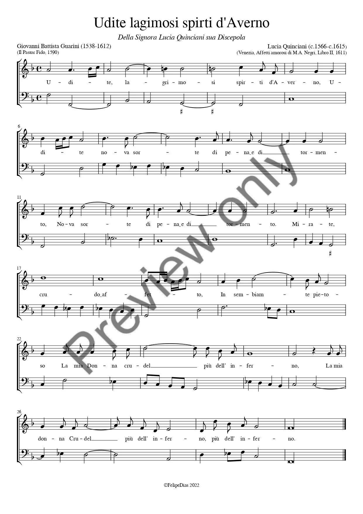 Lucia Quinciani: Udite lagrimosi spirti d'Averno