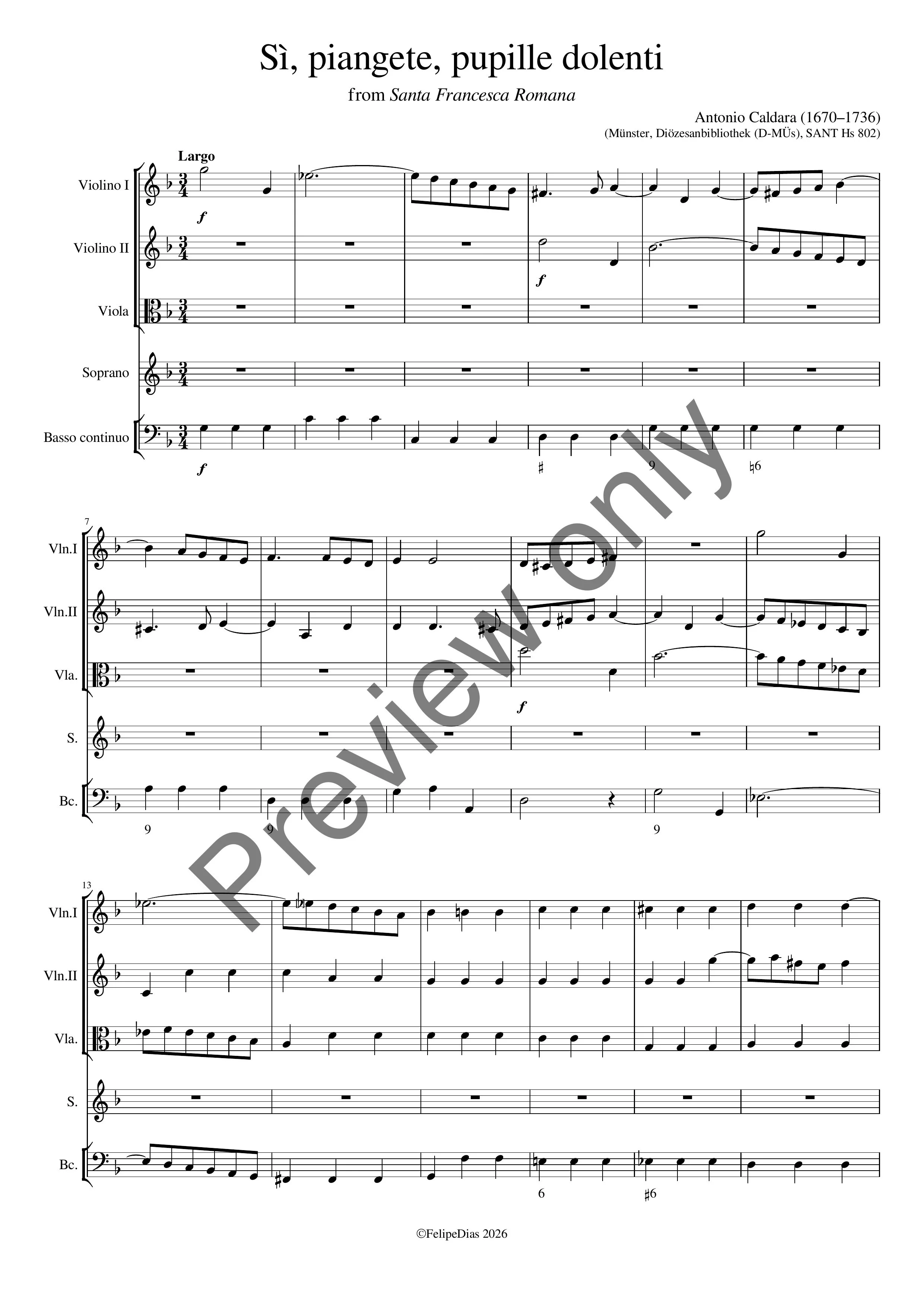 Antonio Caldara: Sì, piangete, pupille dolenti (Santa Francesca Romana)