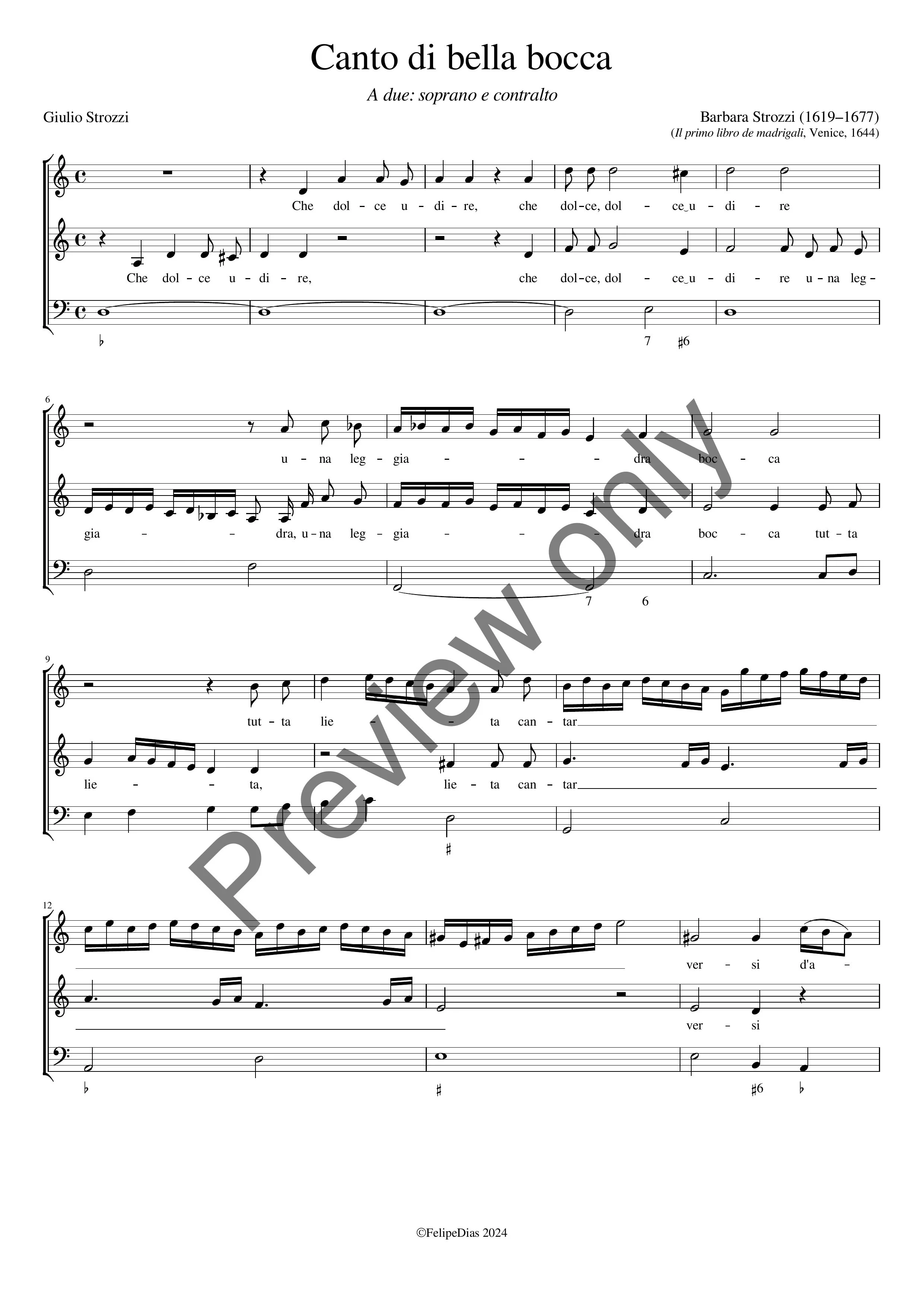 Barbara Strozzi: Canto di bella bocca (Che dolce udire)
