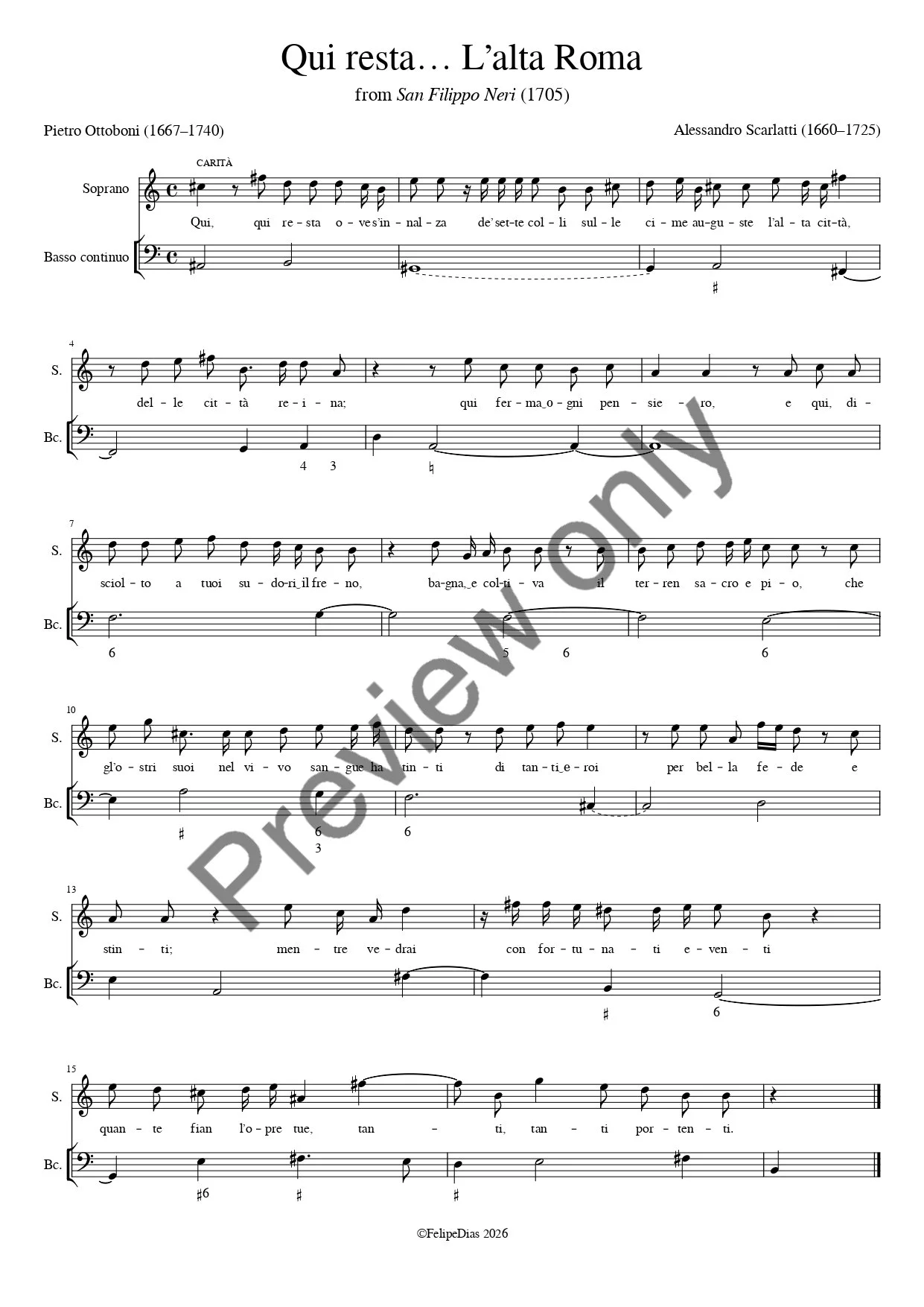 Alessandro Scarlatti: Qui resta... L'alta Roma (San Filippo Neri)