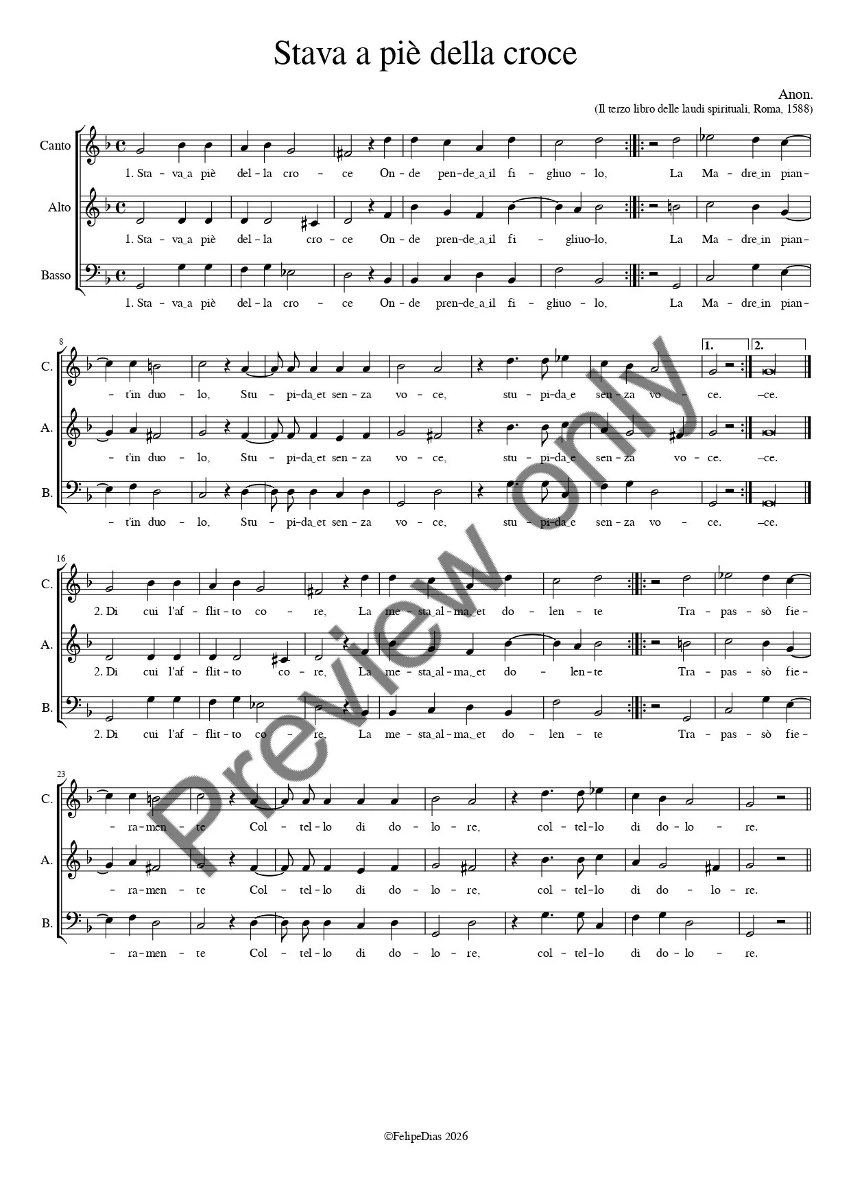 Anonymous: Stava a piè della croce (from Laudi spirituali)