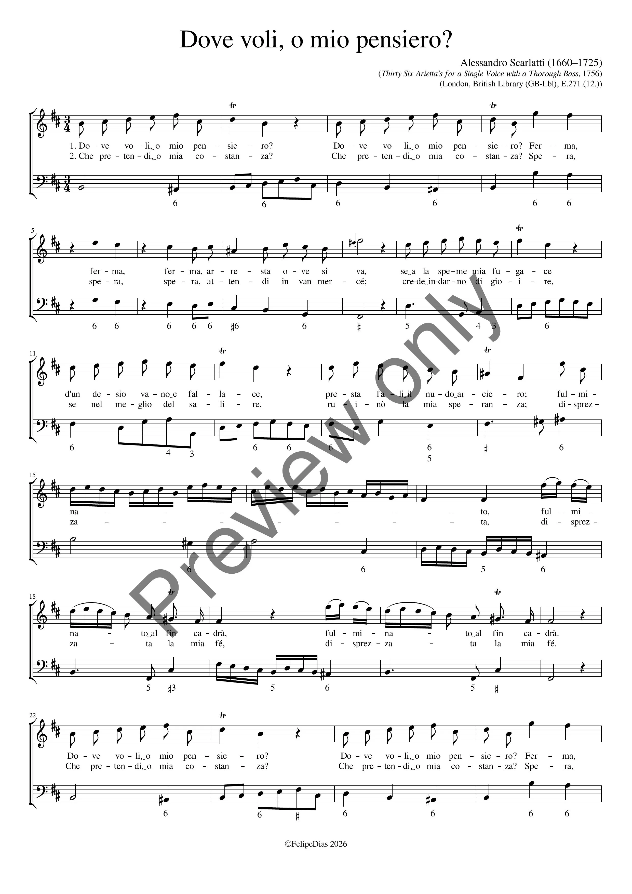 Alessandro Scarlatti: Dove voli, o mio pensiero?