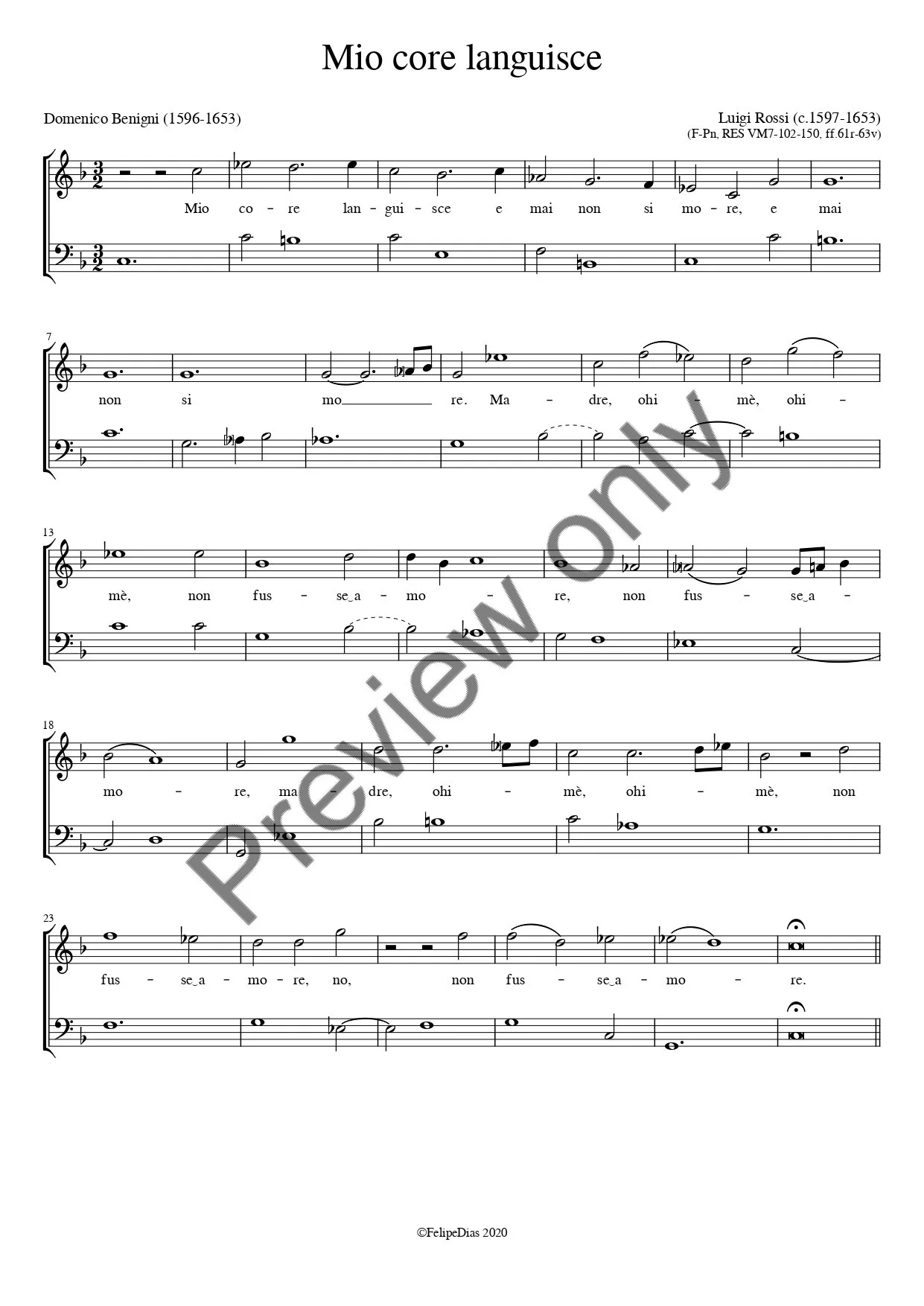 Luigi Rossi: Mio core languisce