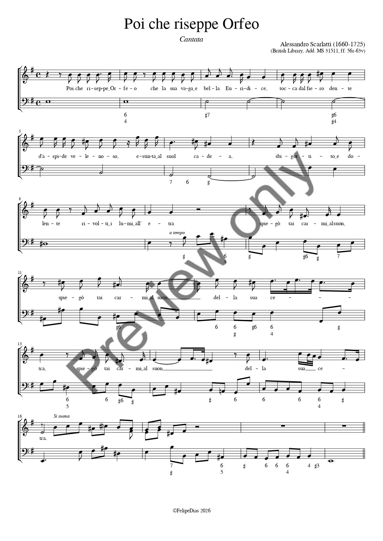 Alessandro Scarlatti: Poi che riseppe Orfeo