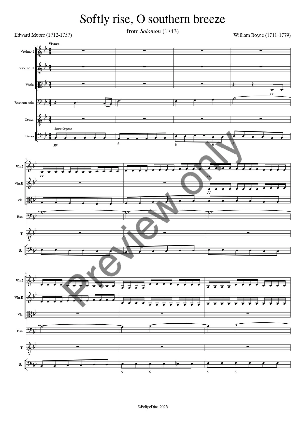 William Boyce: Softly rise, O southern breeze (Solomon)