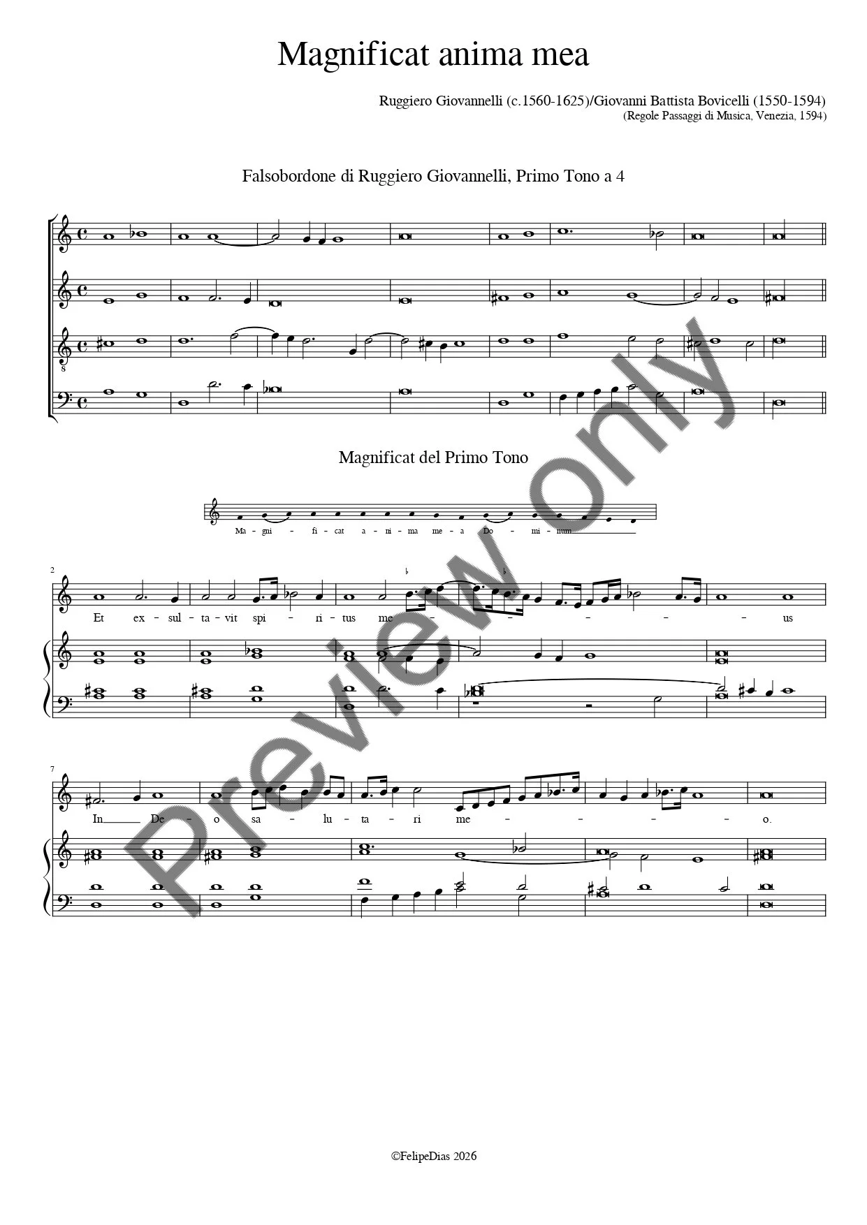 Giovanni Battista Bovicelli: Magnificat del Primo Tono