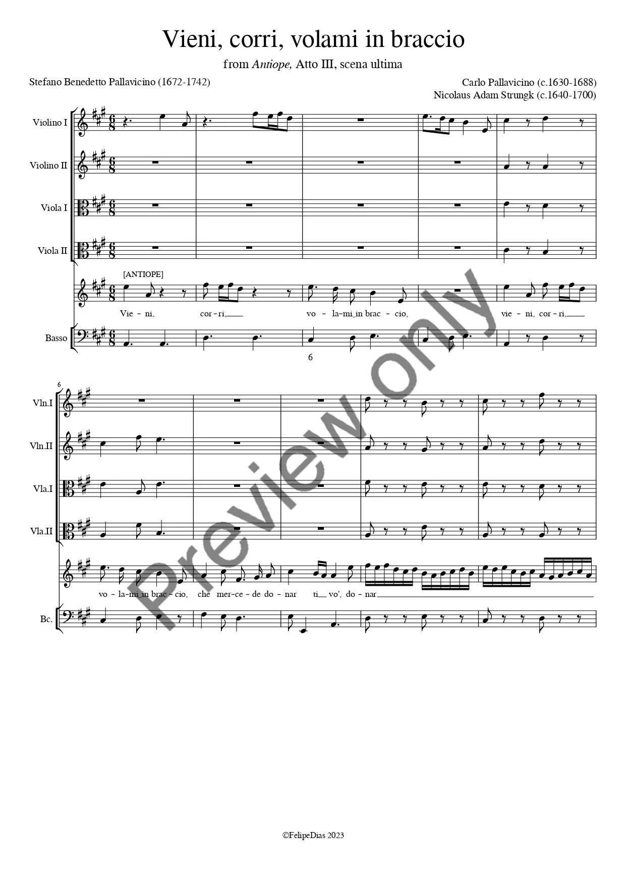 Carlo Pallavicino: Vieni, corri, volami in braccio (Antiope)