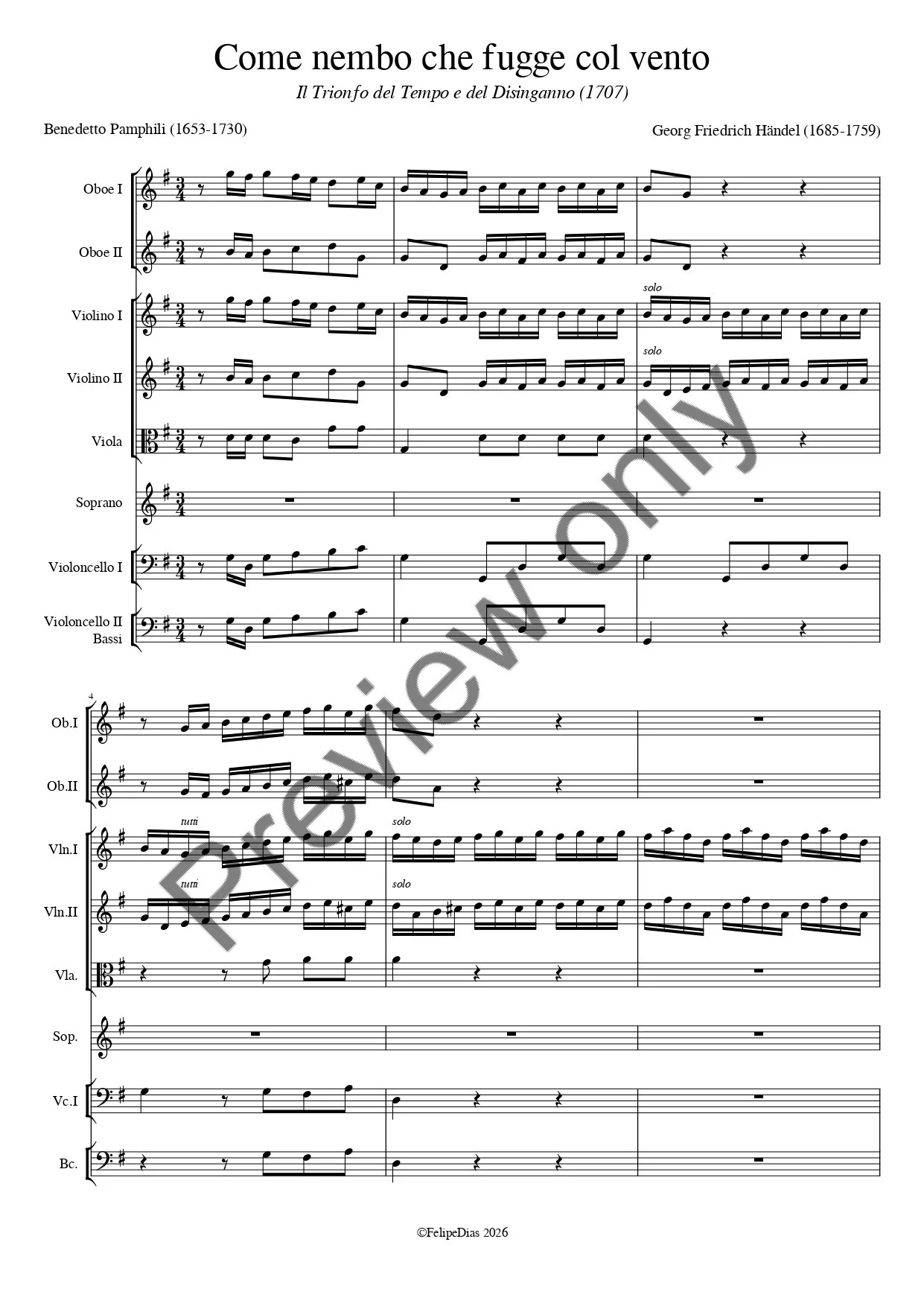 Georg Friedrich Händel: Come nembo che fugge col vento (Il Trionfo del Tempo e del Disinganno)