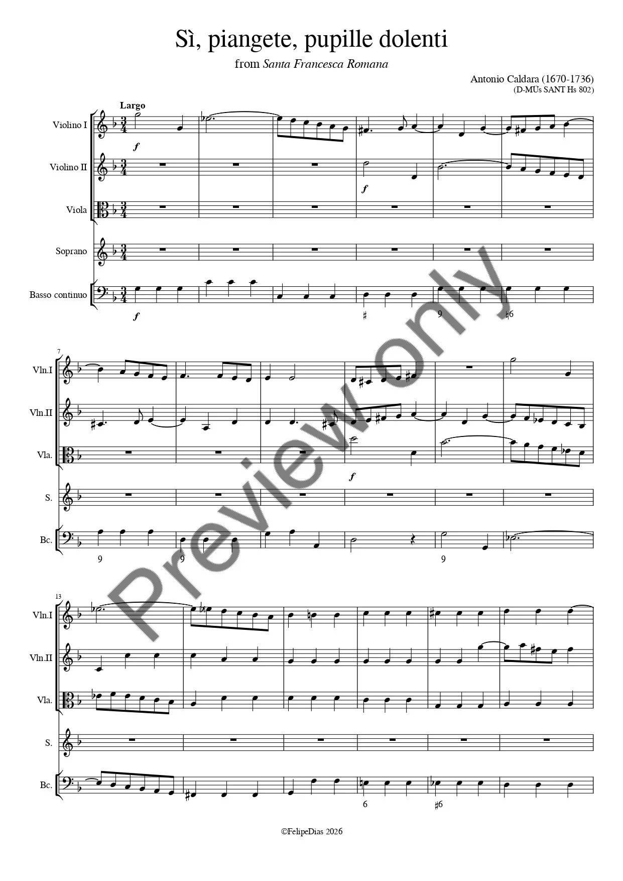 Antonio Caldara: Sì, piangete, pupille dolenti (Santa Francesca Romana)