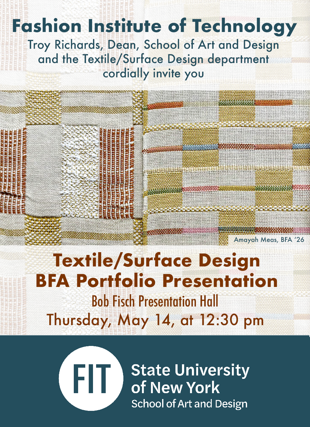 My work used for the official BFA Portfolio Presentation invitation to industry.
