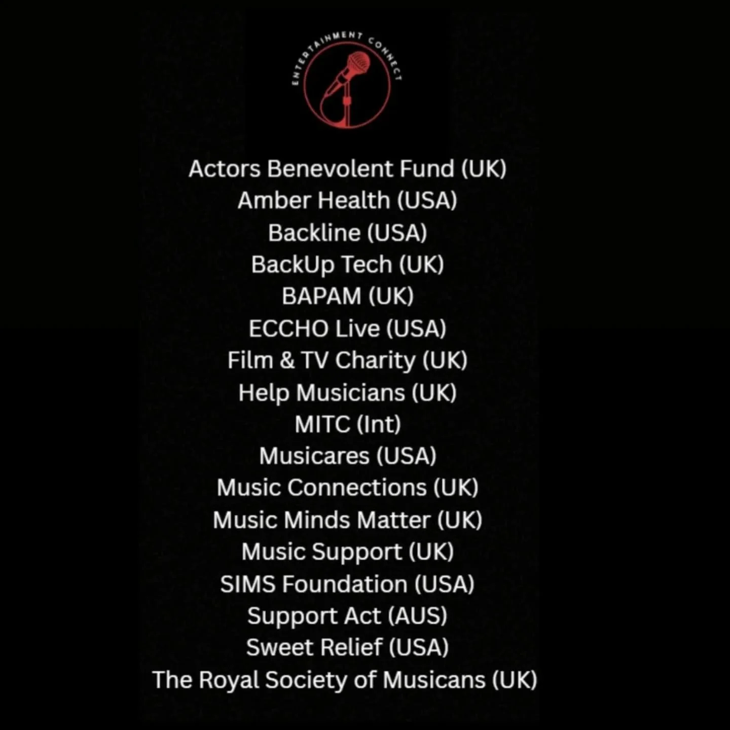 Our global organisations are here to provide support when you need it most. 
For more information head to entertainmentconnect.co