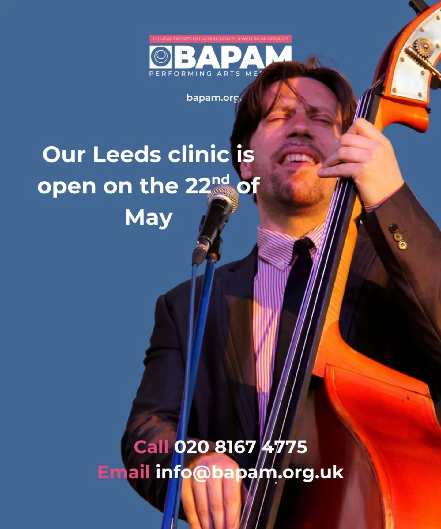 @ukbapam Leeds Clinic will be open on May 22nd
For more information head to bapam.org.uk 
.
.
.
#musicindustry #musicians #clinic