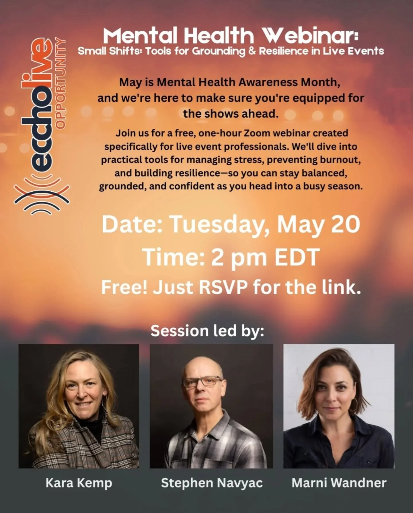 Next Tuesday 20th May @eccholive are hosting a free online webinar 
Head to eccholive.com for more information 
.
.
.
#musicindustry #musicians #mentalhealth #webinar #usa