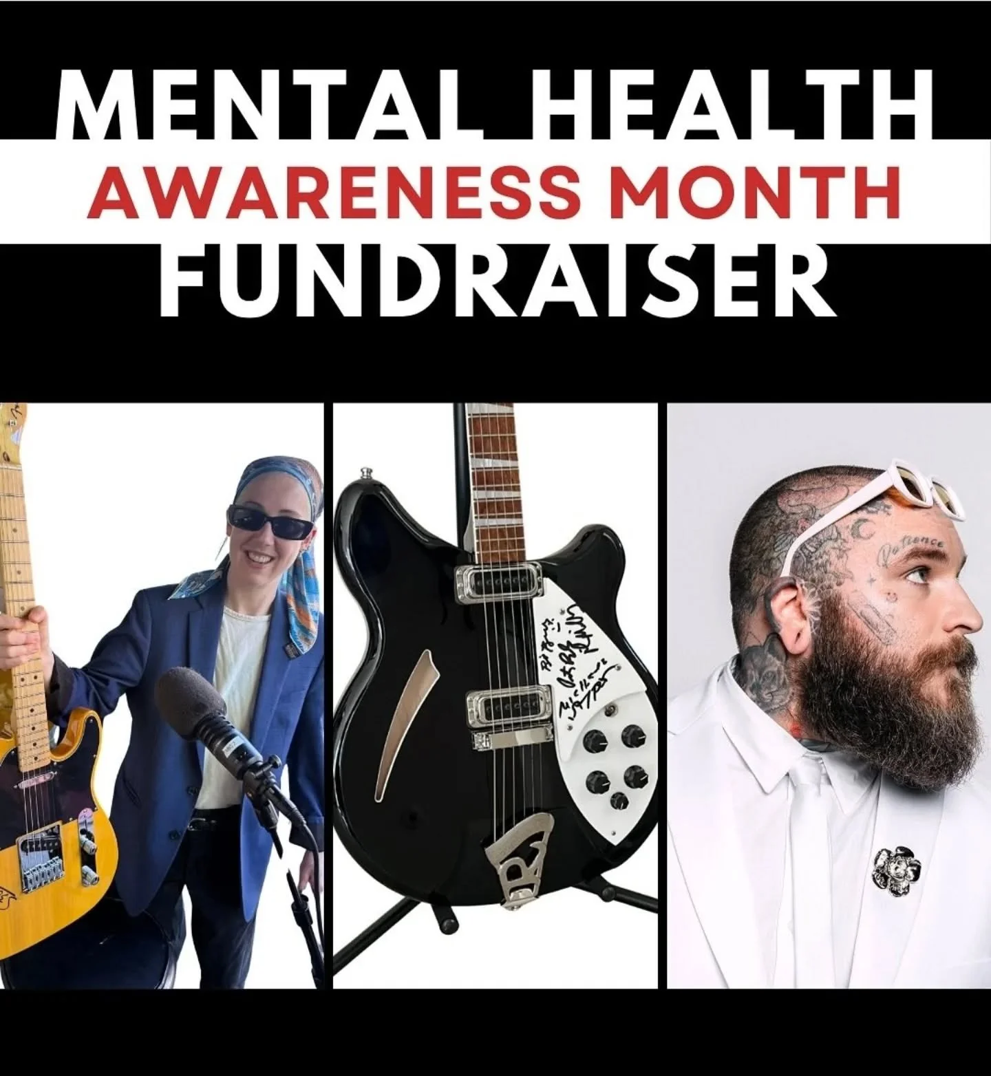 Music's Mental Health Fund fundraiser supporting @sweetreliefmusiciansfund &amp; @backline.care is now live. 
Featuring incredible items from @rem @coldplay @teddyswims @nicklebackoffical @themarsvolta and many more.
Head to @charitybuzz or sweetreli