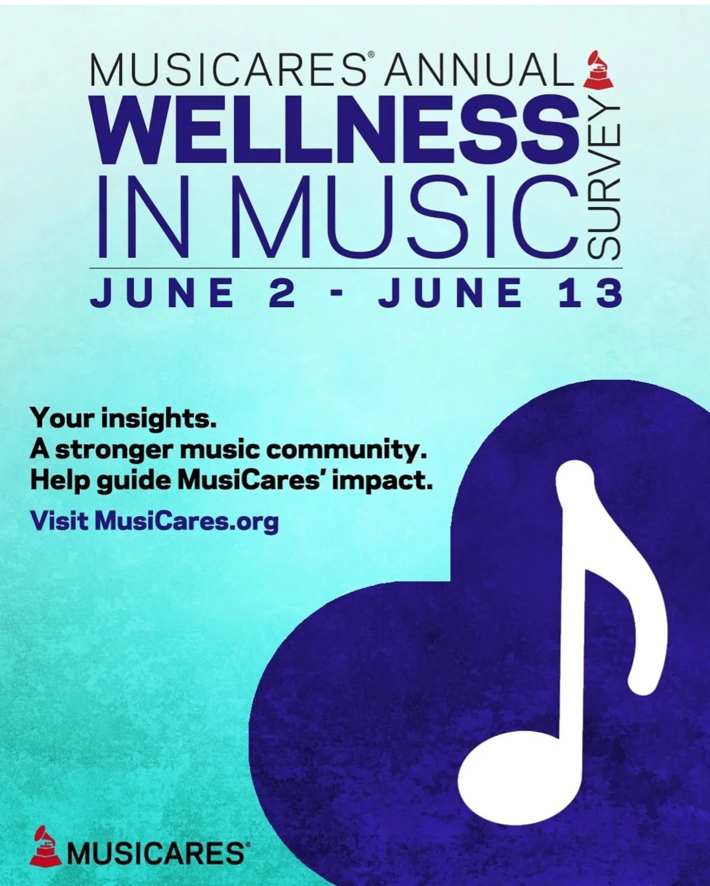 The @musicares annual Wellness in Music survey is now available for music professionals. The survey is brief, anonymous and impactful. Make sure to head to musicares.org to participate.