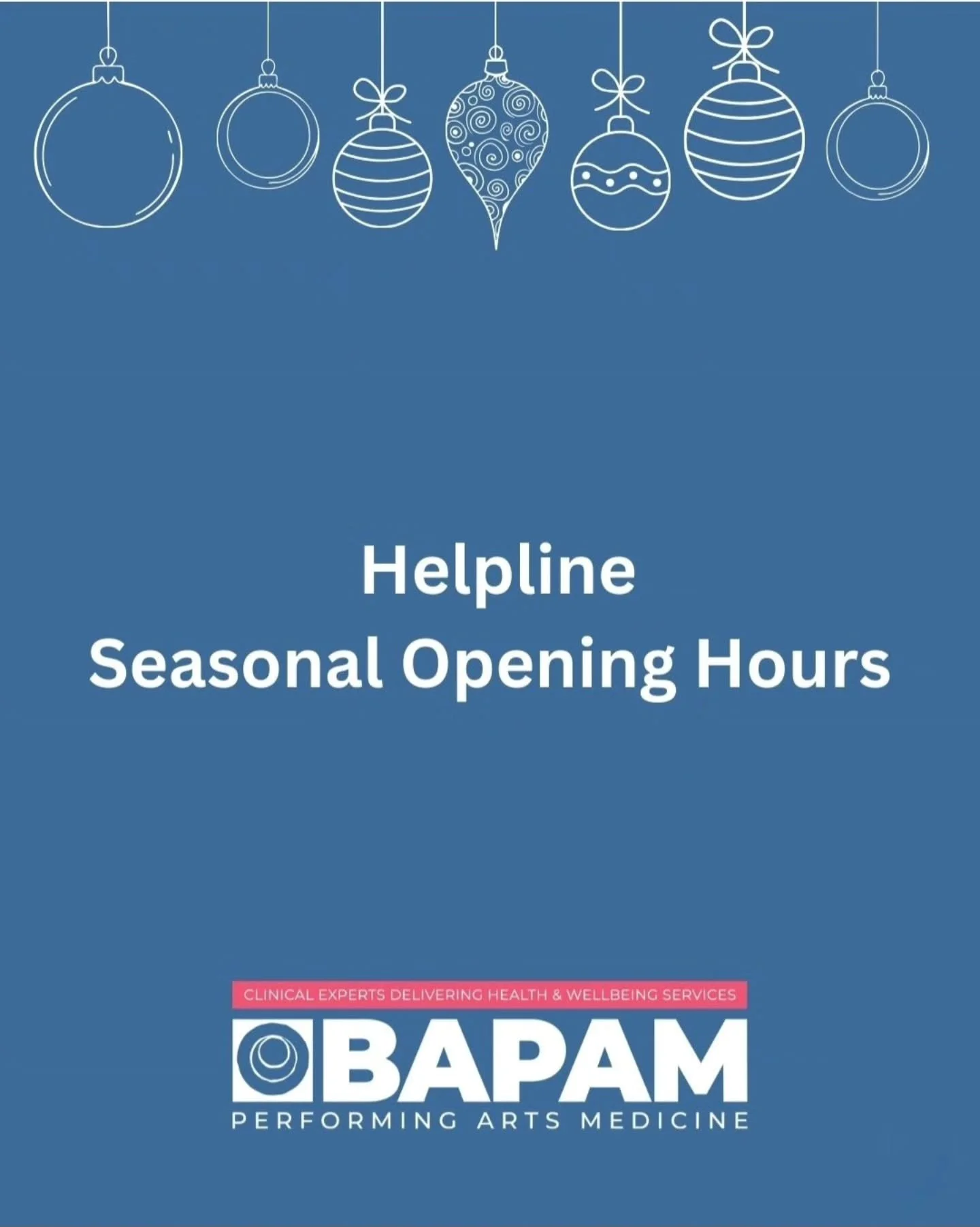 @ukbapam will be running a reduced service over the holidays. 
For more information head to bapam.org.uk