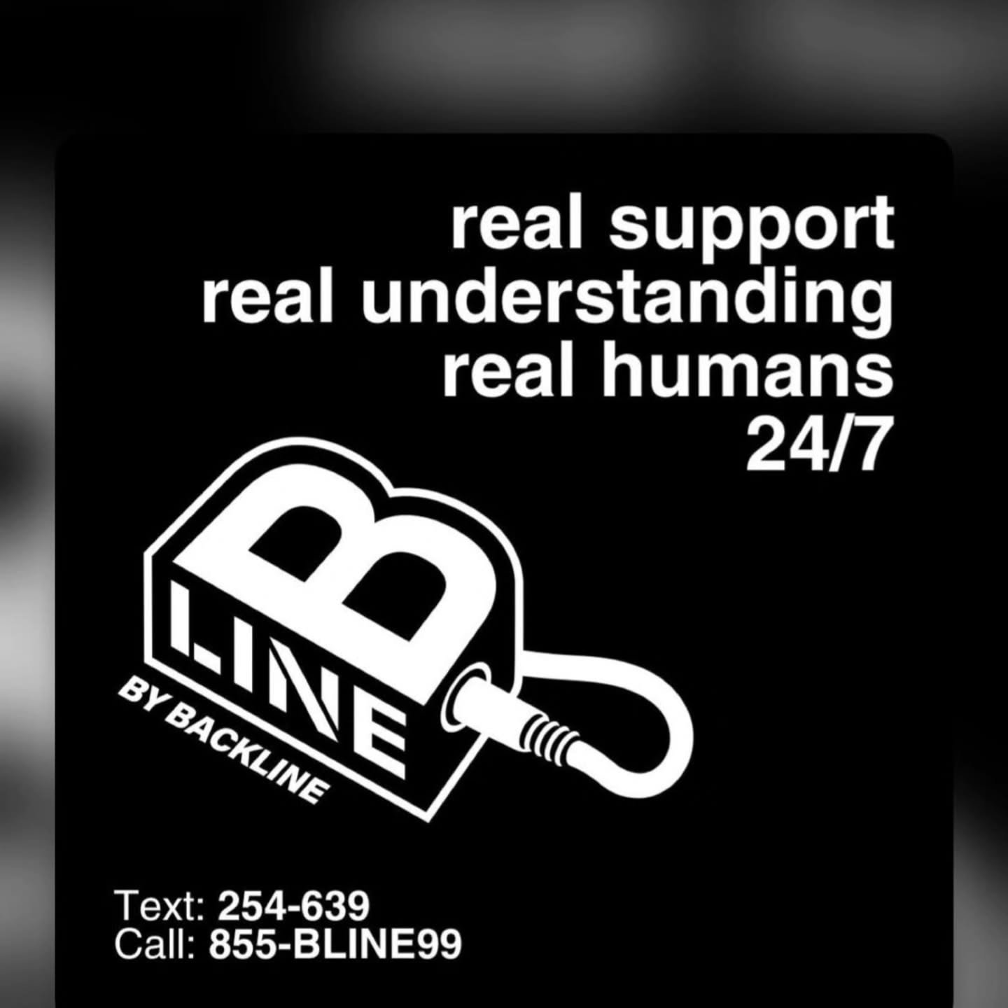 @backline.care support line is now open. A 24/7 mental health and crisis support line created exclusively for music industry professionals and their families.
