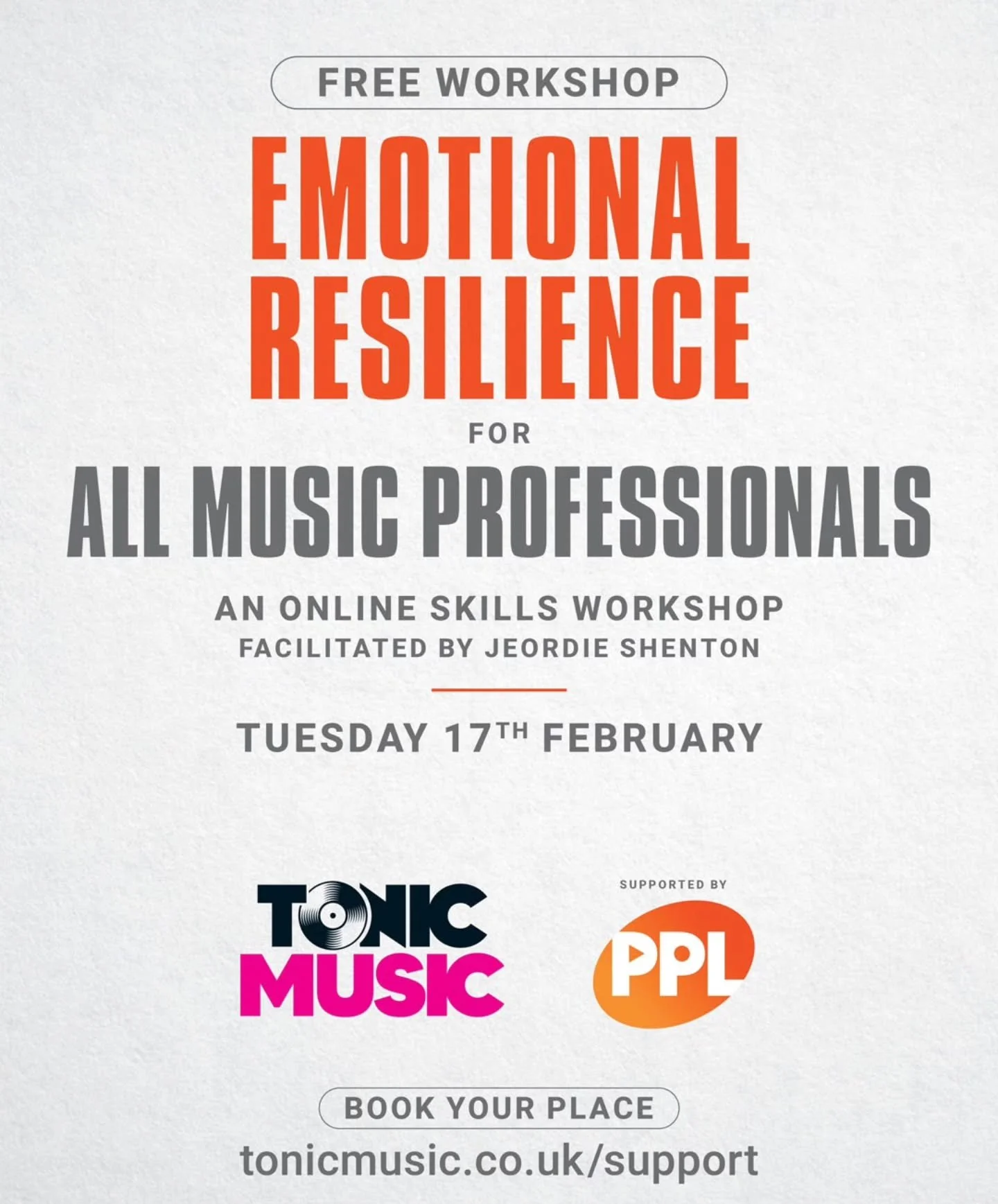 @tonicmusicmh Free Emotional Resilience workshop with @ppl_uk 
For more information head to tonicmusic.co.uk/ppl