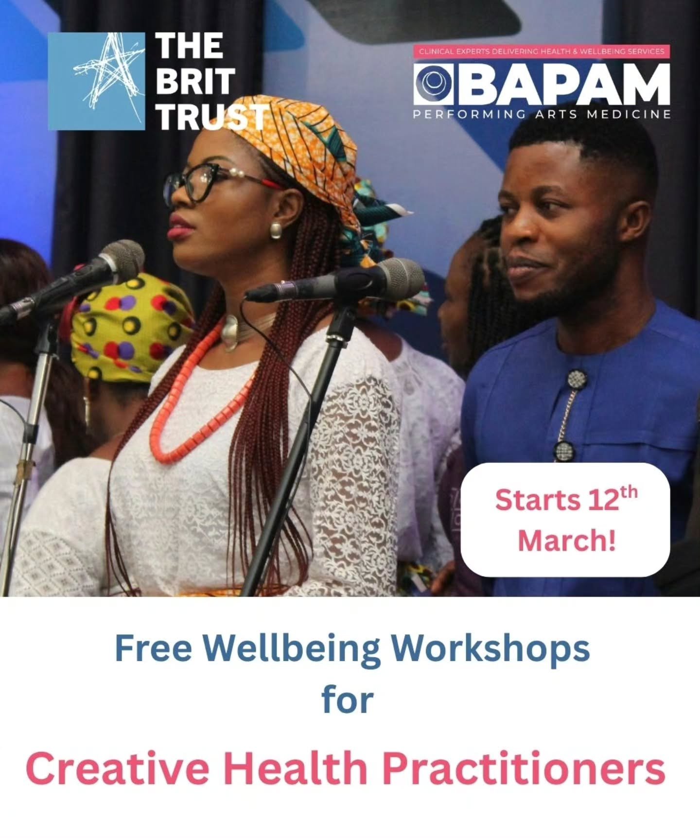 @ukbapam in partnership with @thebrittrust Free Wellbeing Workshops for Creative Health Practitioners are available to register now:

12th March - Safe Practice: Undertaking risk assessment
17th March - Managing Challenging Situations 
25th March - R