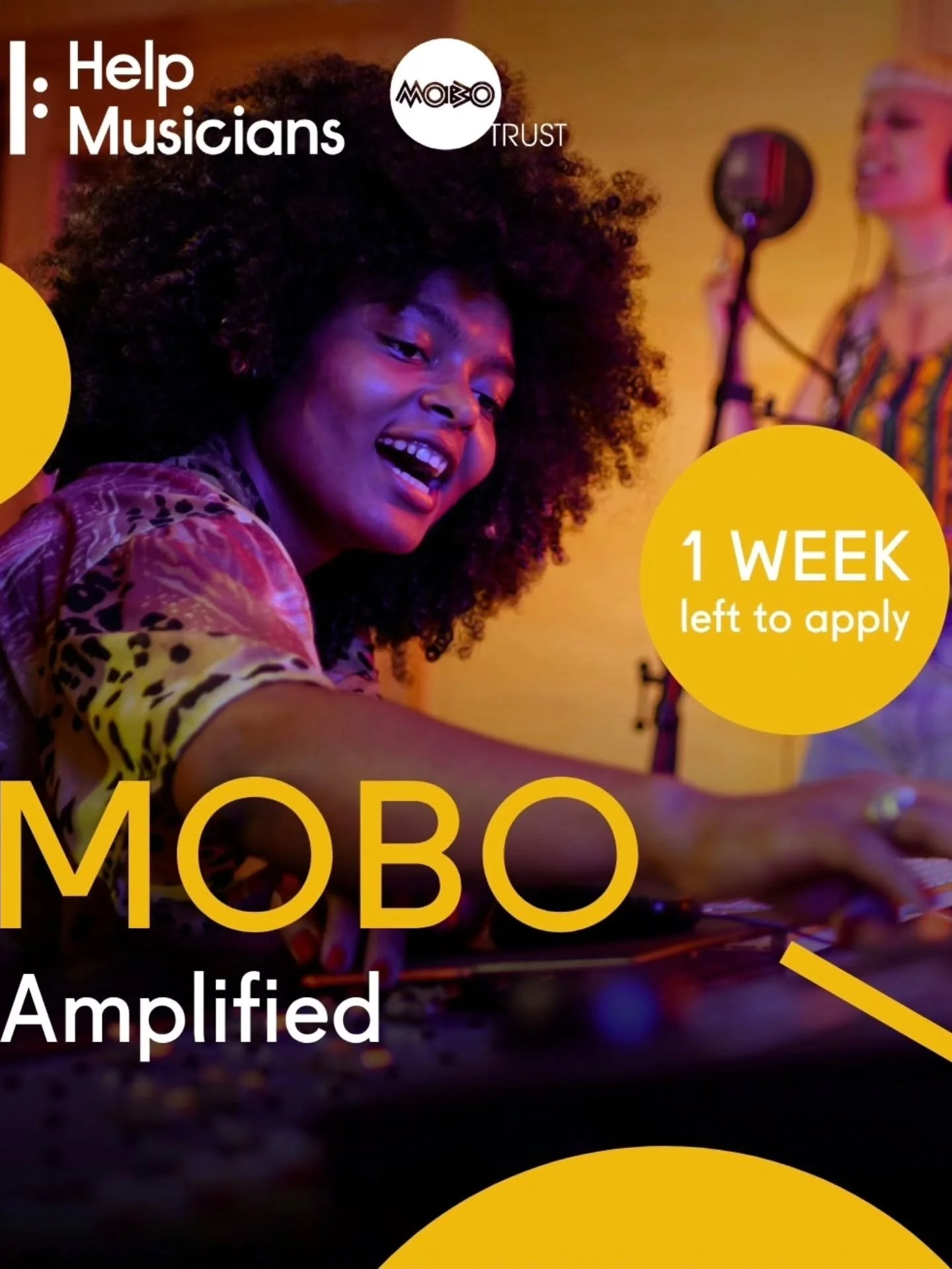 @helpmusicians MOBO Amplified applications are closing soon. For more information head to helpmusicians.org.uk