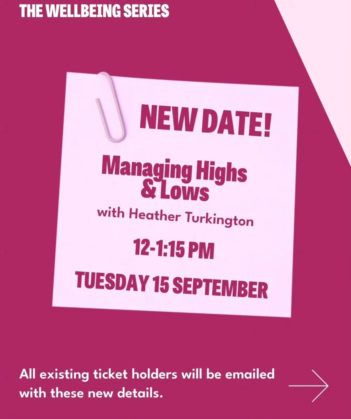 @actorstrust Managing Highs and Lows new date Tuesday 15th September 
For more information head to actorstrust.org.uk