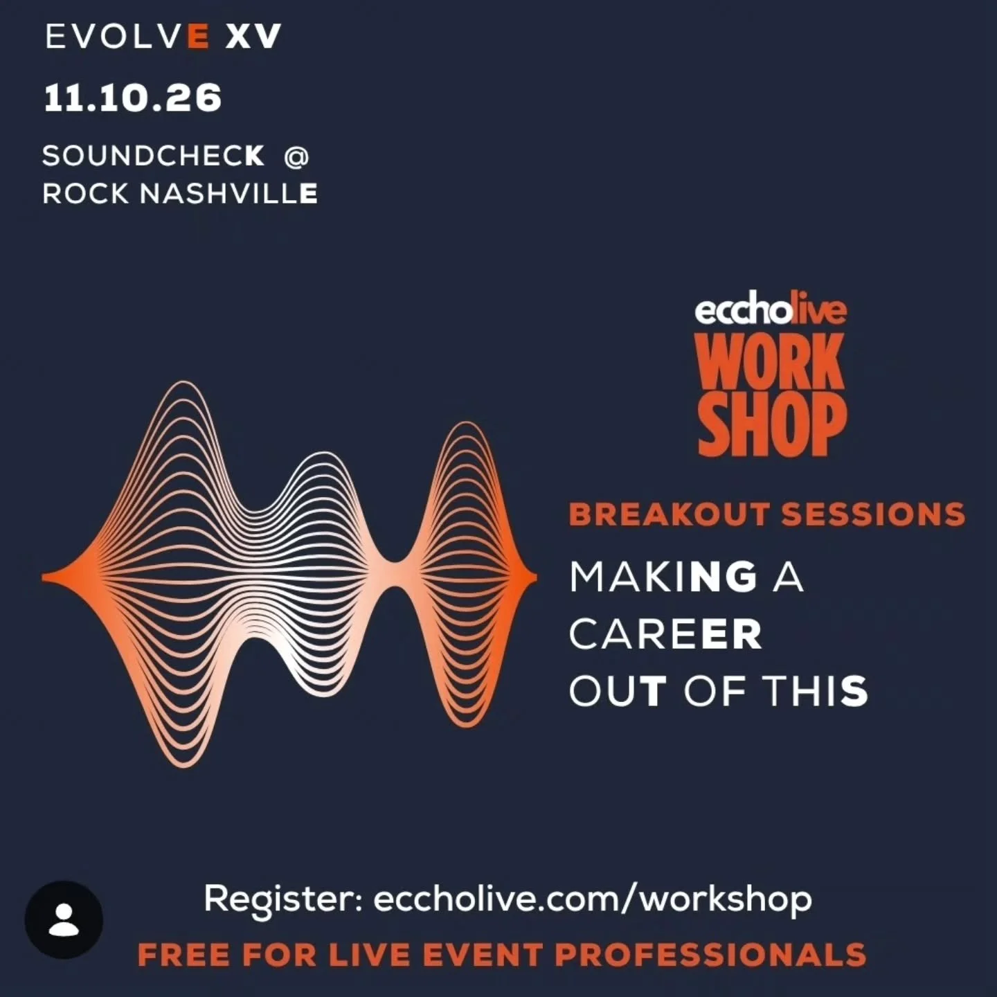 @eccholive Workshop: Making a career out of this is free for live events professionals.
To register or for more information: eccholive.com